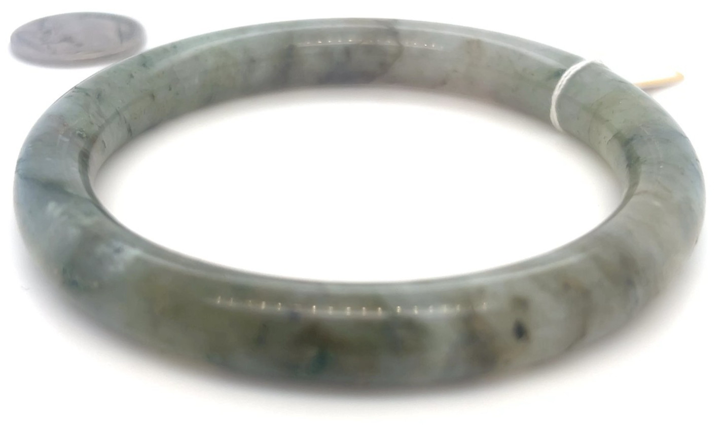 “Type A Burmese Jadeite Bangle Earthy Icy Green Full Moon 61mm”