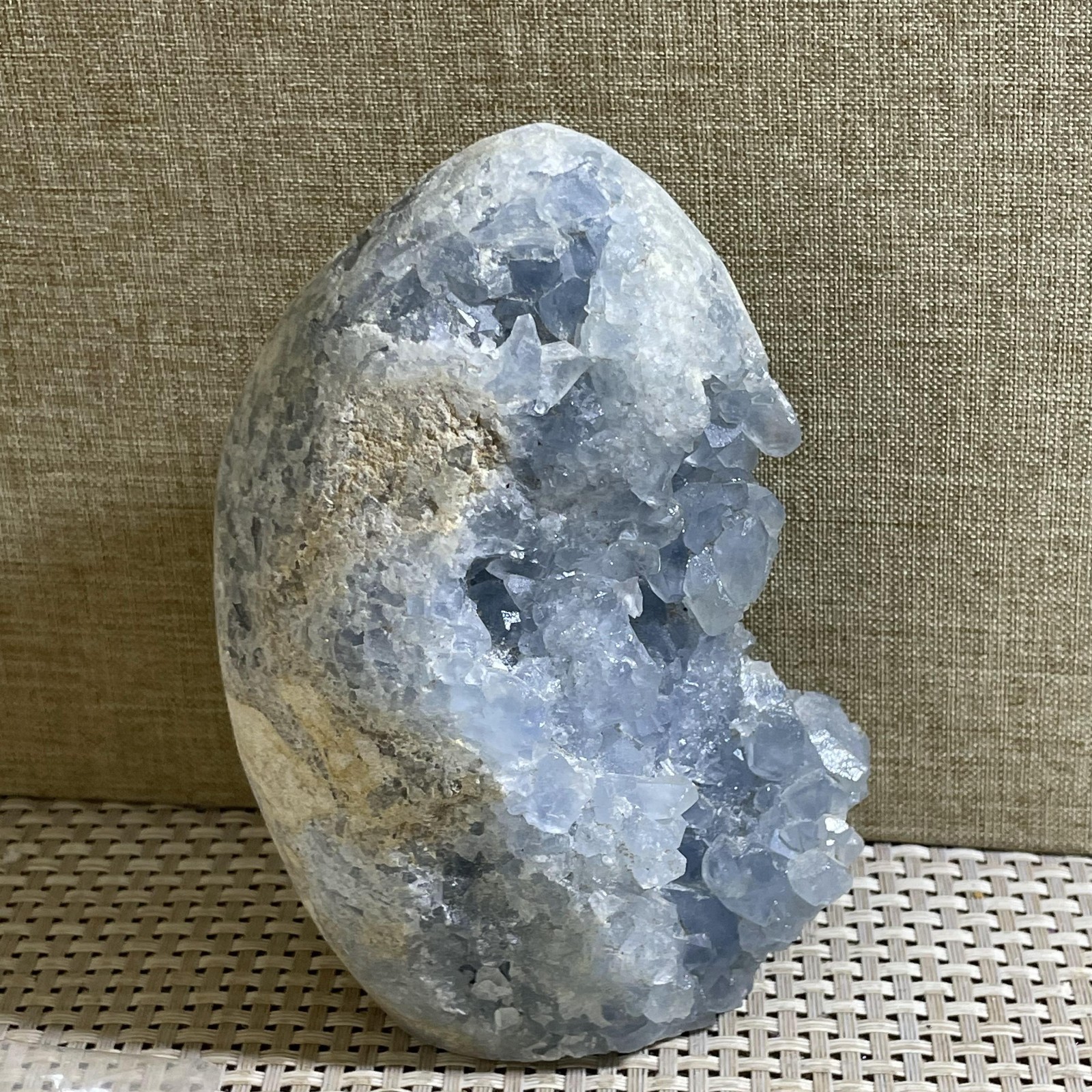 1038g Celestite Crystal Natural Sky Blue Geode Cluster – Rough Stone Crystal
