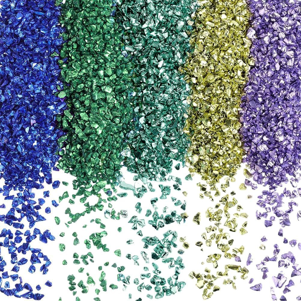 1 Box 150G 5 Colors Small Crushed Crystals Pink Broken Glass Bulk Metallic Chips