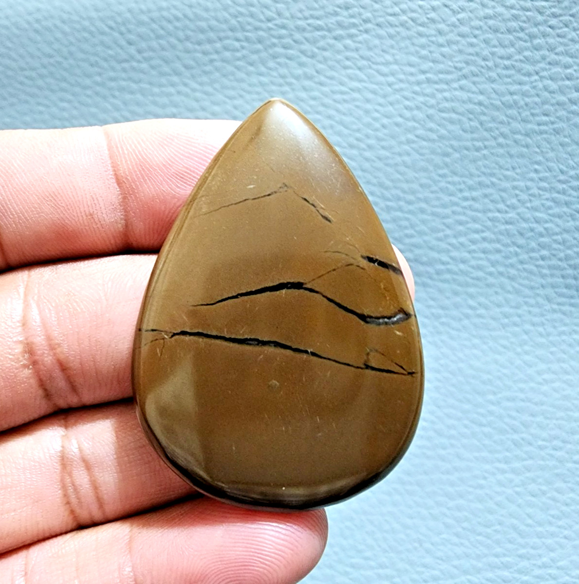 89 Crt Dragon Stone Coffee Color Septarian Crystal Pear Shape Gemstone Cabochon