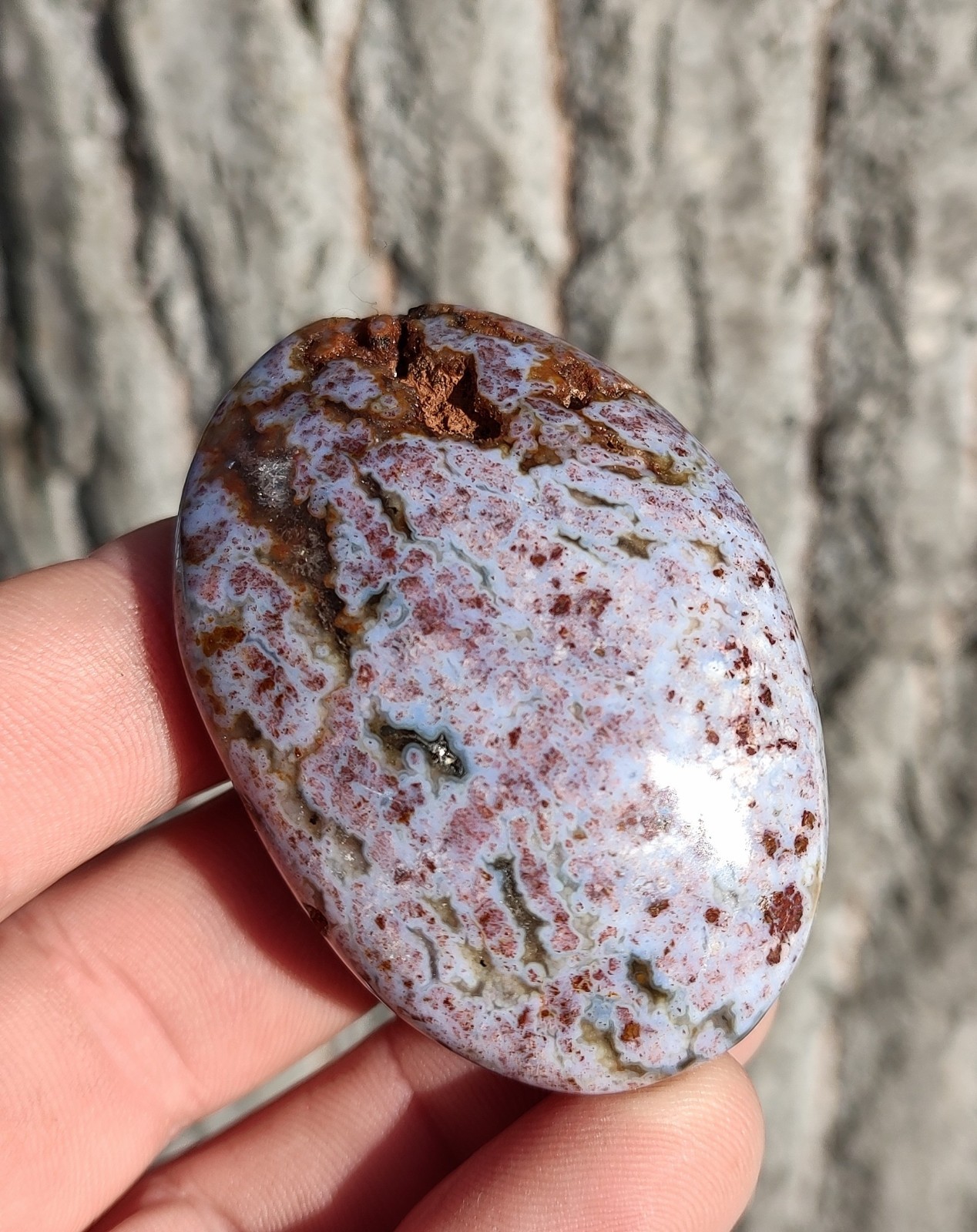 74g Ocean Jasper Palmstone, Beautiful Natural Purple Ocean Jasper Calming Stone