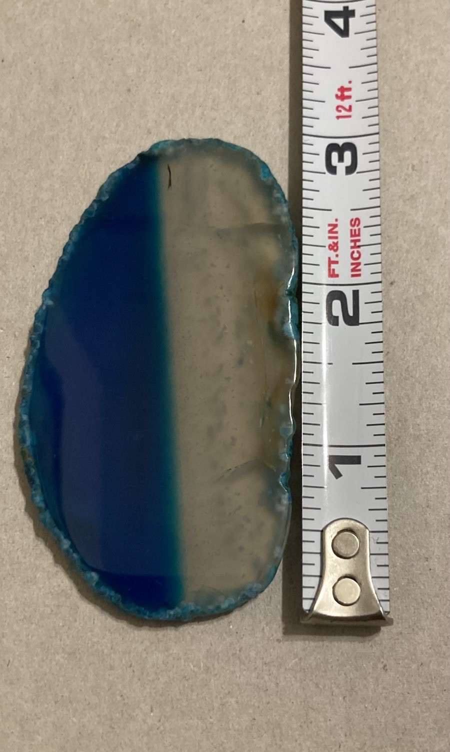Polished Agate Oval Slice Geode Display Stone Ocean Blue Banded Round Cut Druzy