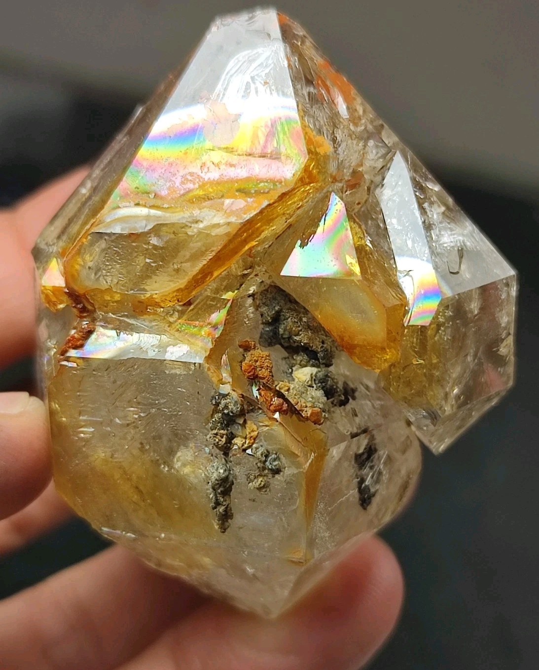 Rainbow Window/Skeletal Quartz Crystal With Good Luster & Unique Skeletal Growth