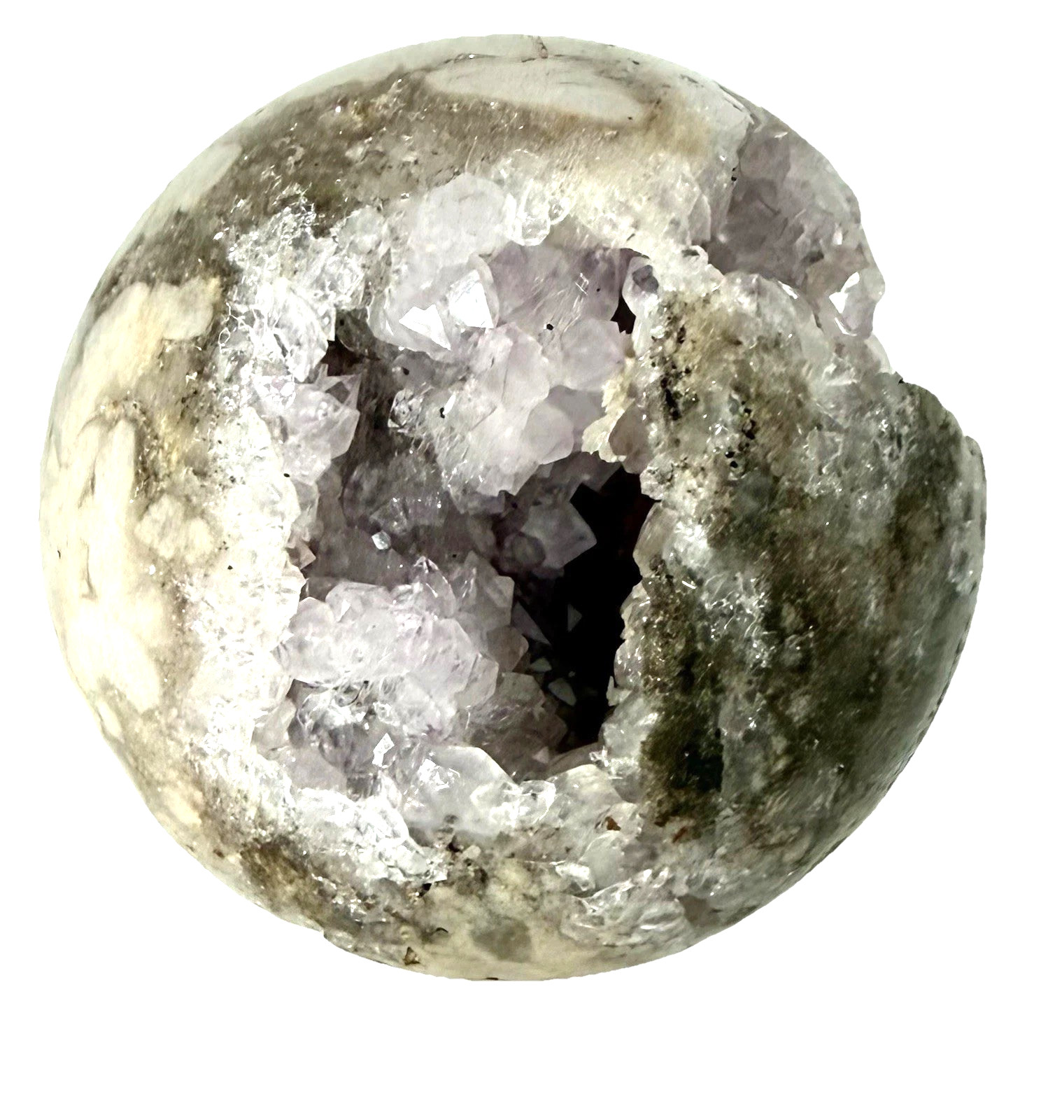 966mm Pink Amethyst Cluster Flower Agate Sphere UV Reactive