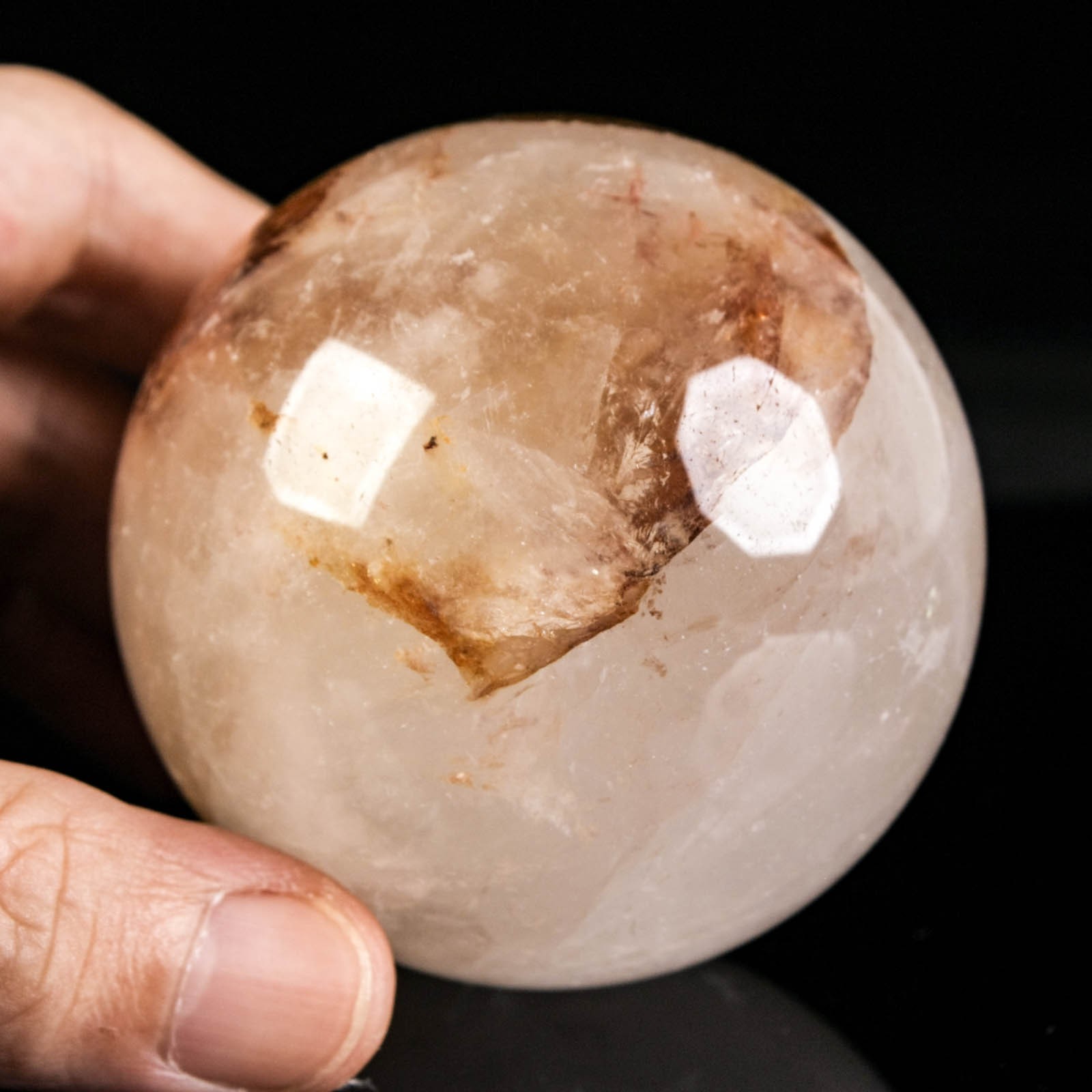 2.5″ 13.05oz Fire Quartz Sphere Natural Hematoid Quartz Crystal Ball Specimen