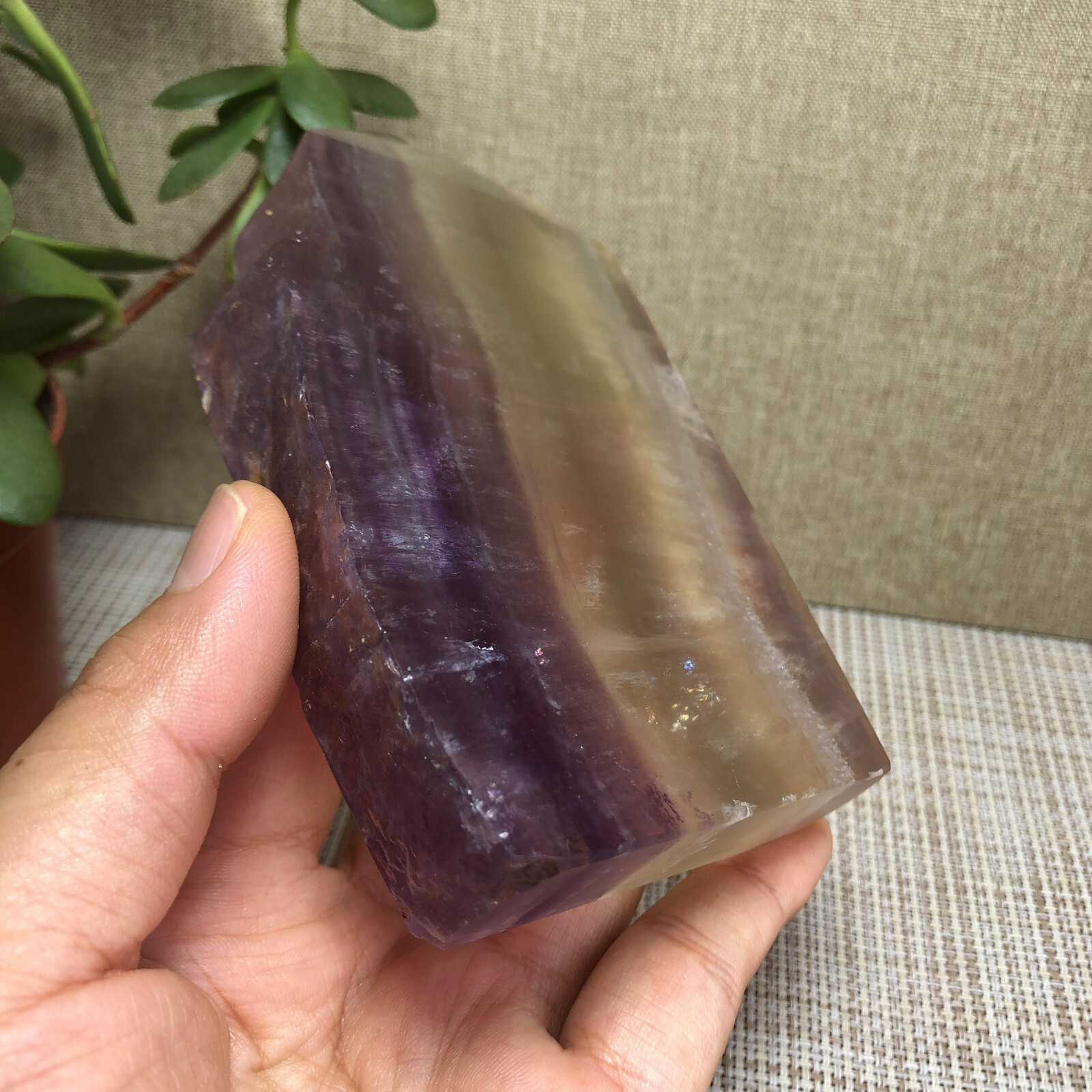 492g Natural candy Fluorite Polish/Rough wand Crystal free standing 123mm A2894