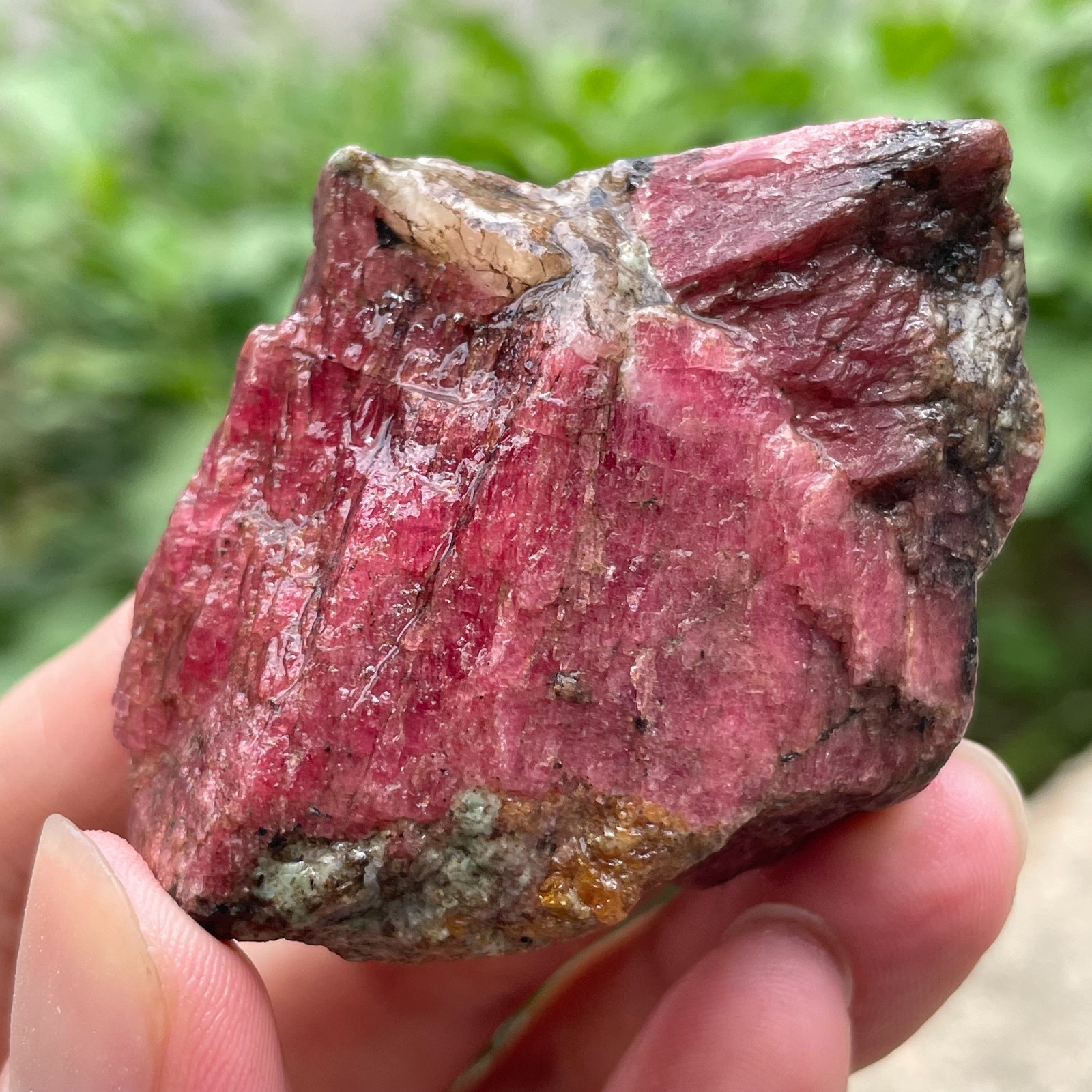 98g Small Raw Ore Red Black Rhodonite Quartz Gemstone Mineral Specimen