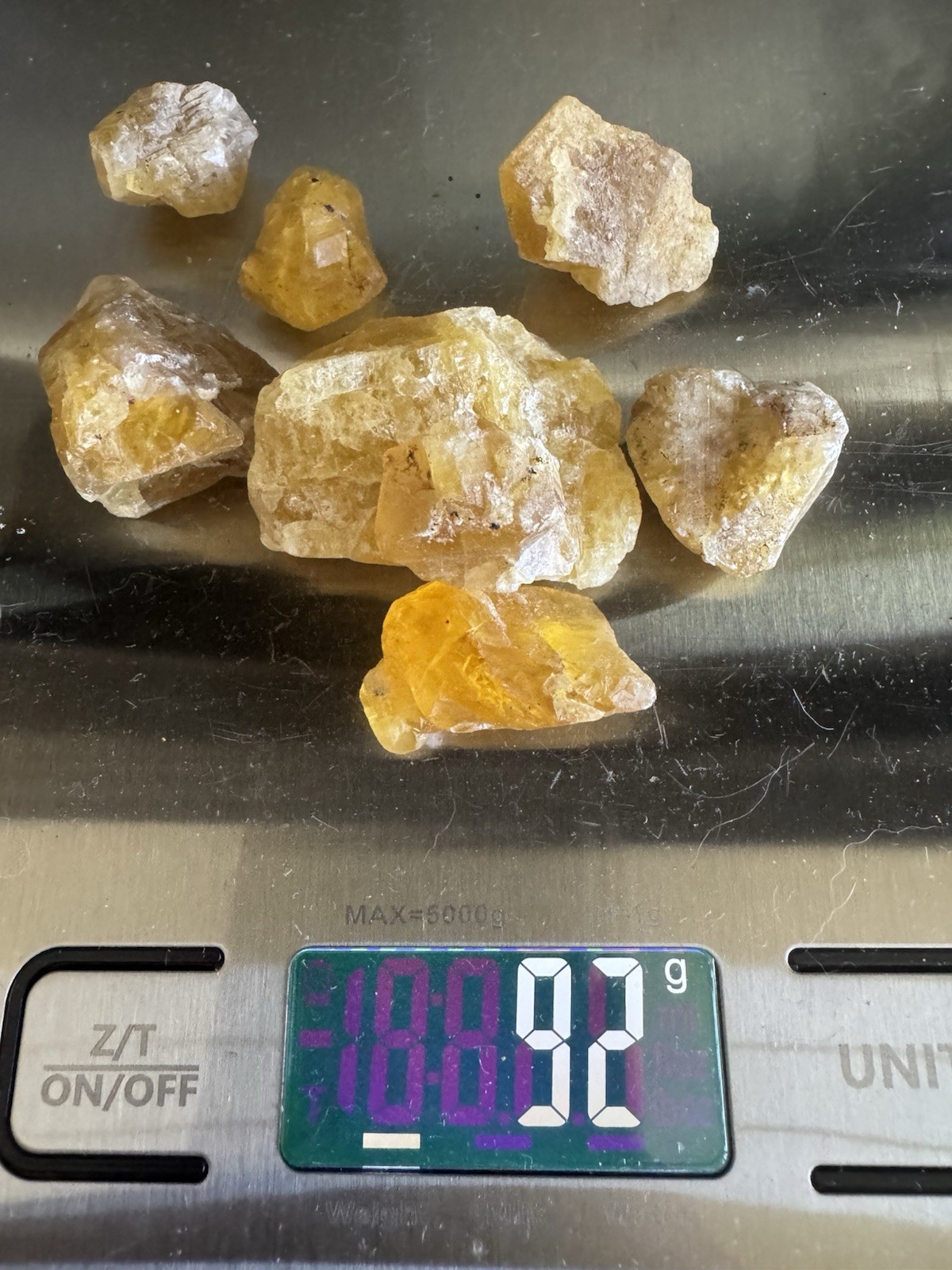 92 Grams Of Raw Natural Yellow Fluorite From France.