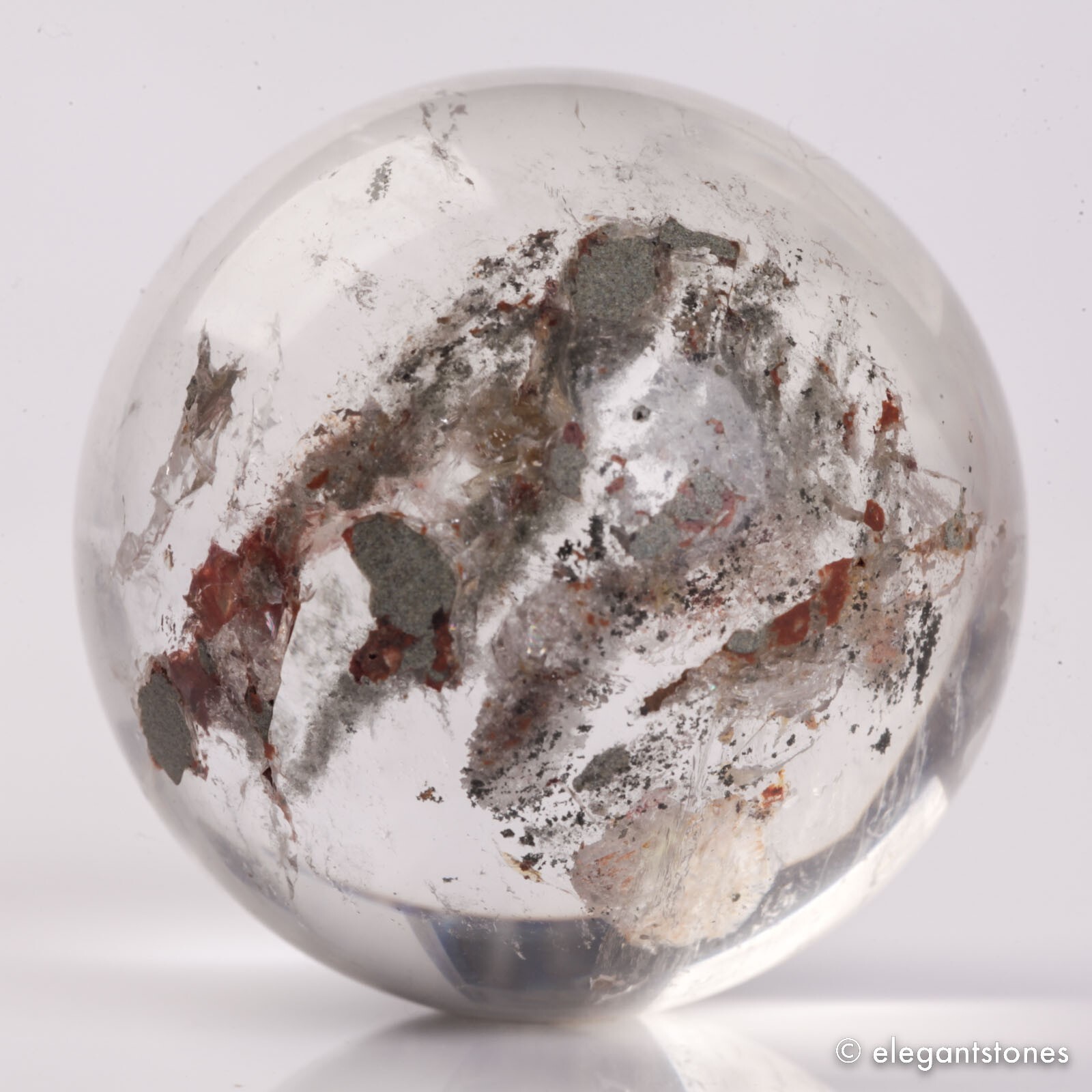 68g36mm Natural Garden/Phantom/Ghost/Lodolite Quartz Crystal Sphere Healing Ball