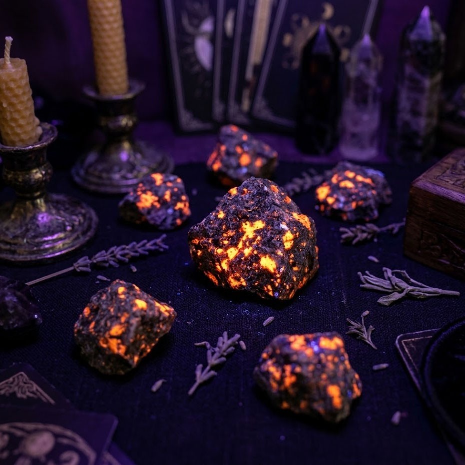 3PC Raw Natural Yooperlite Rough Stone UV Fluorescent Fire Crystal Healing Gift