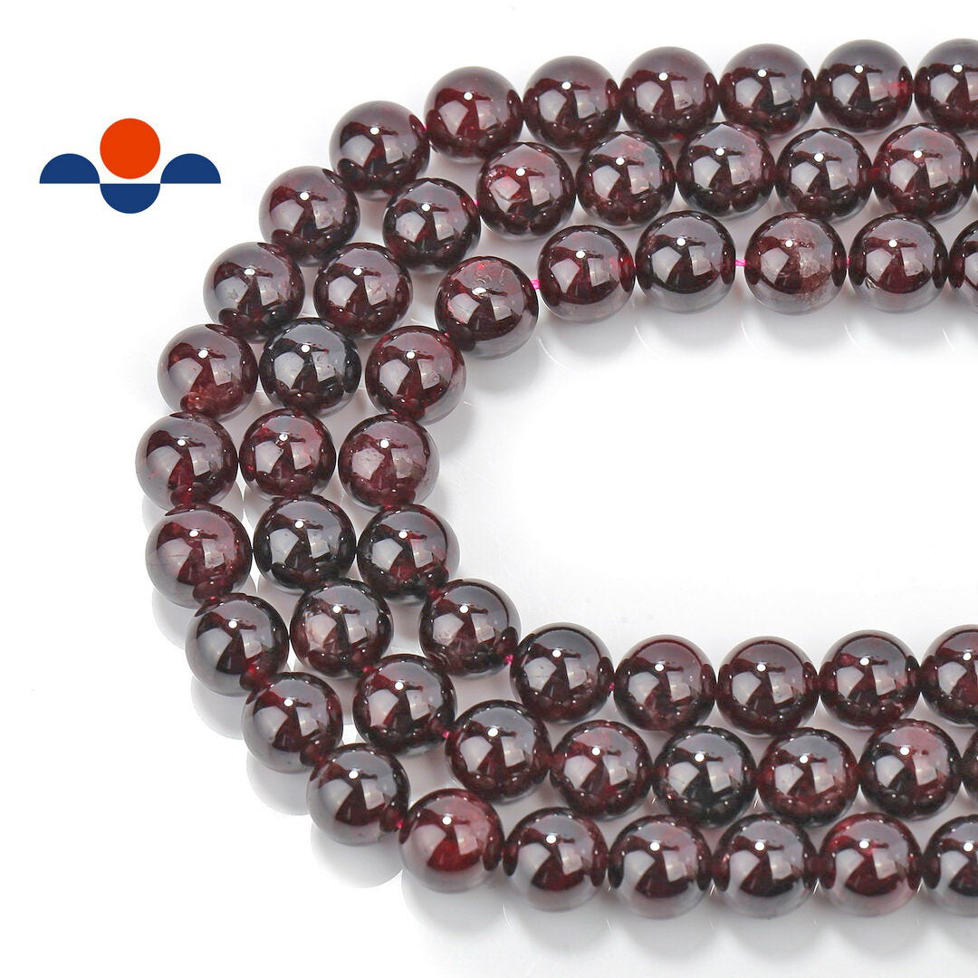 Natural Red Garnet Smooth Round Beads 2mm 4mm 6mm 8mm 10mm 12mm 15.5″ Strand