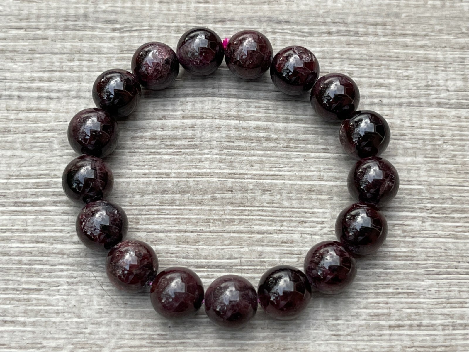 Grade A++ Garnet Crystal Bead Bracelet 12mm, Genuine Garnet Gemstone Bracelet