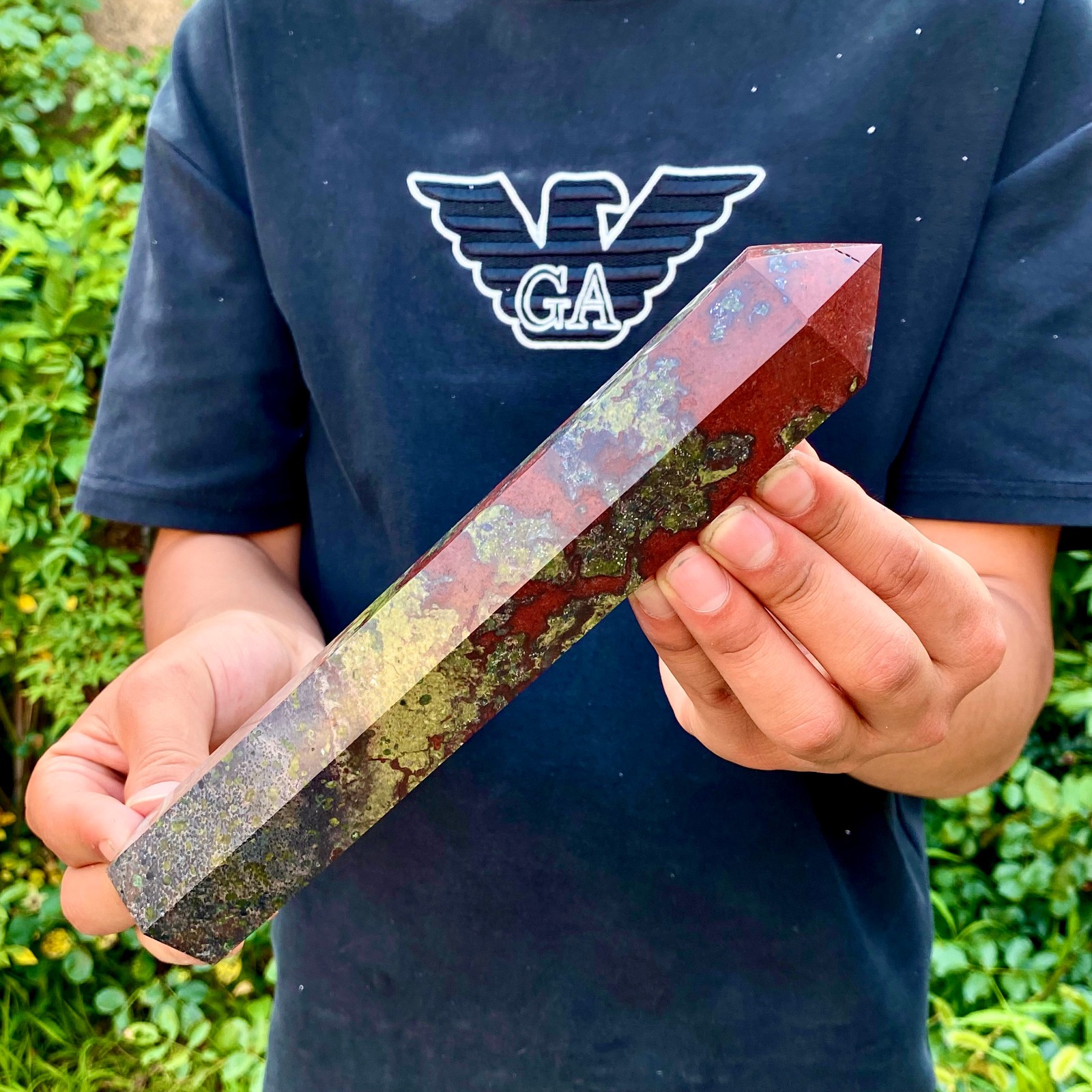 1.5LB Natural dragon blood stone Column Quartz Crtal Obelisk Energy Healing
