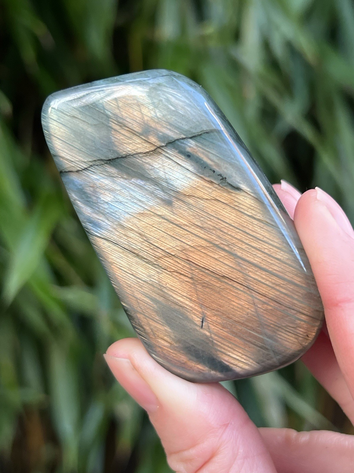 Silver Blue Orange Labradorite Freeform Iridescent Crystal AAA+ 16