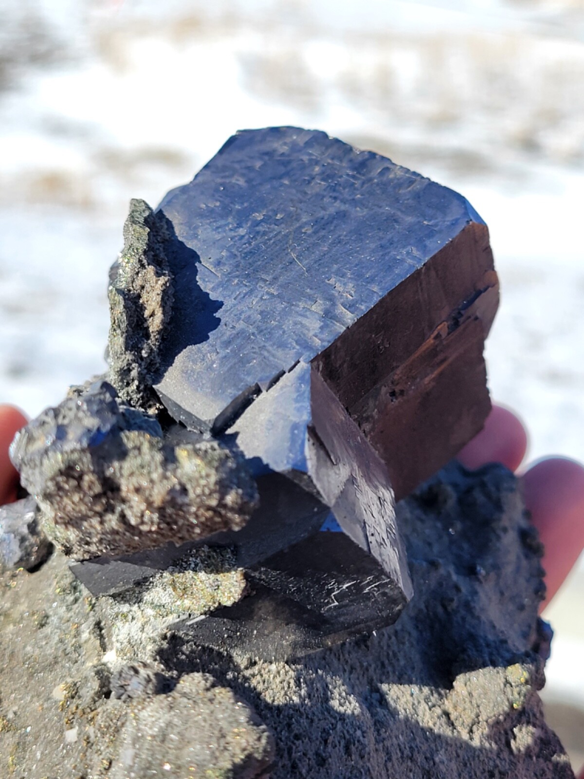 Giant Galena Cube with Pyrrhotite on Dolomite Matrix from Missouri