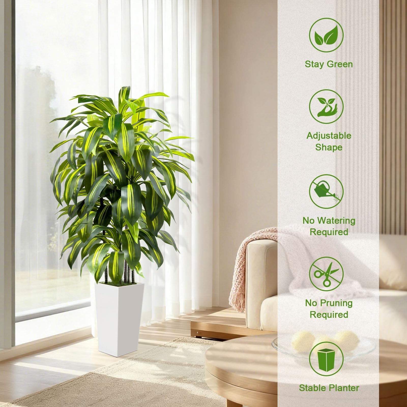 5FT Fake Plant Artificial Dracaena Tree Indoor – Faux Plants Indoor Tall with…