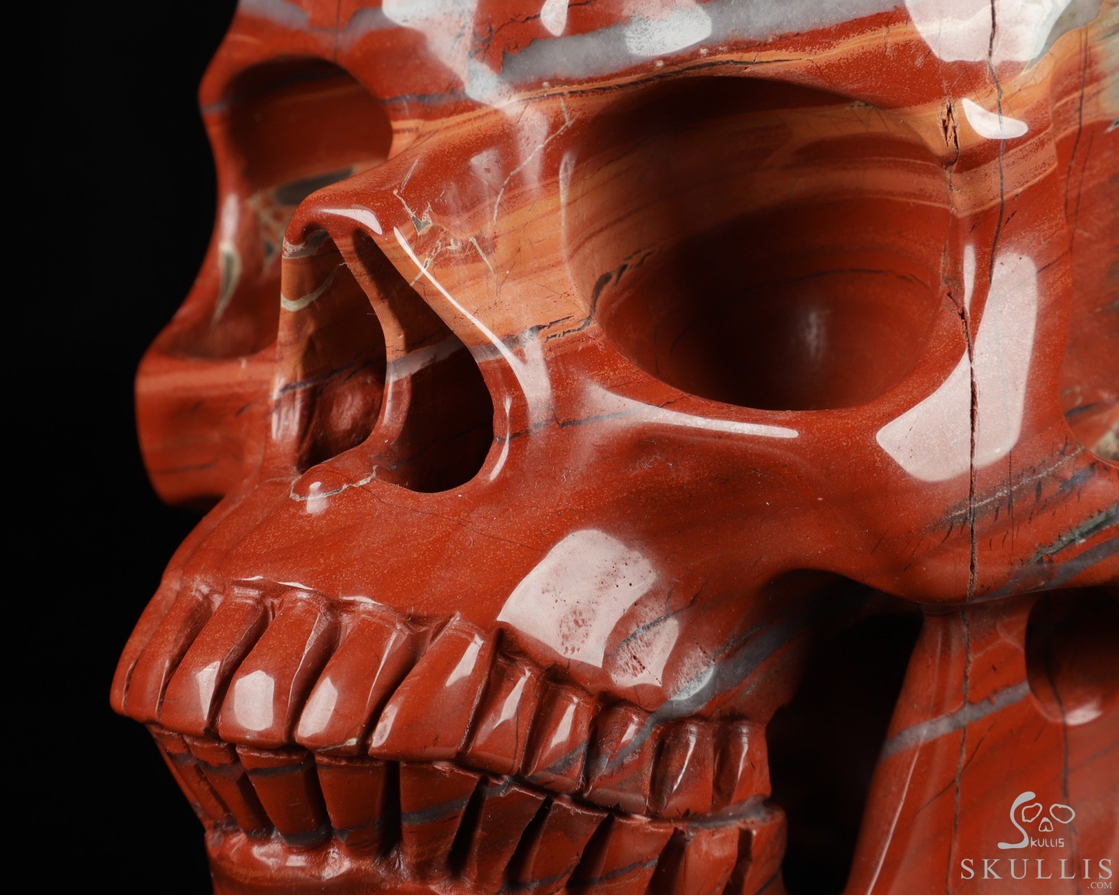 Lifesized 7.0″ Red Jasper Carved Crystal Skull,Super Realistic, Crystal Healing