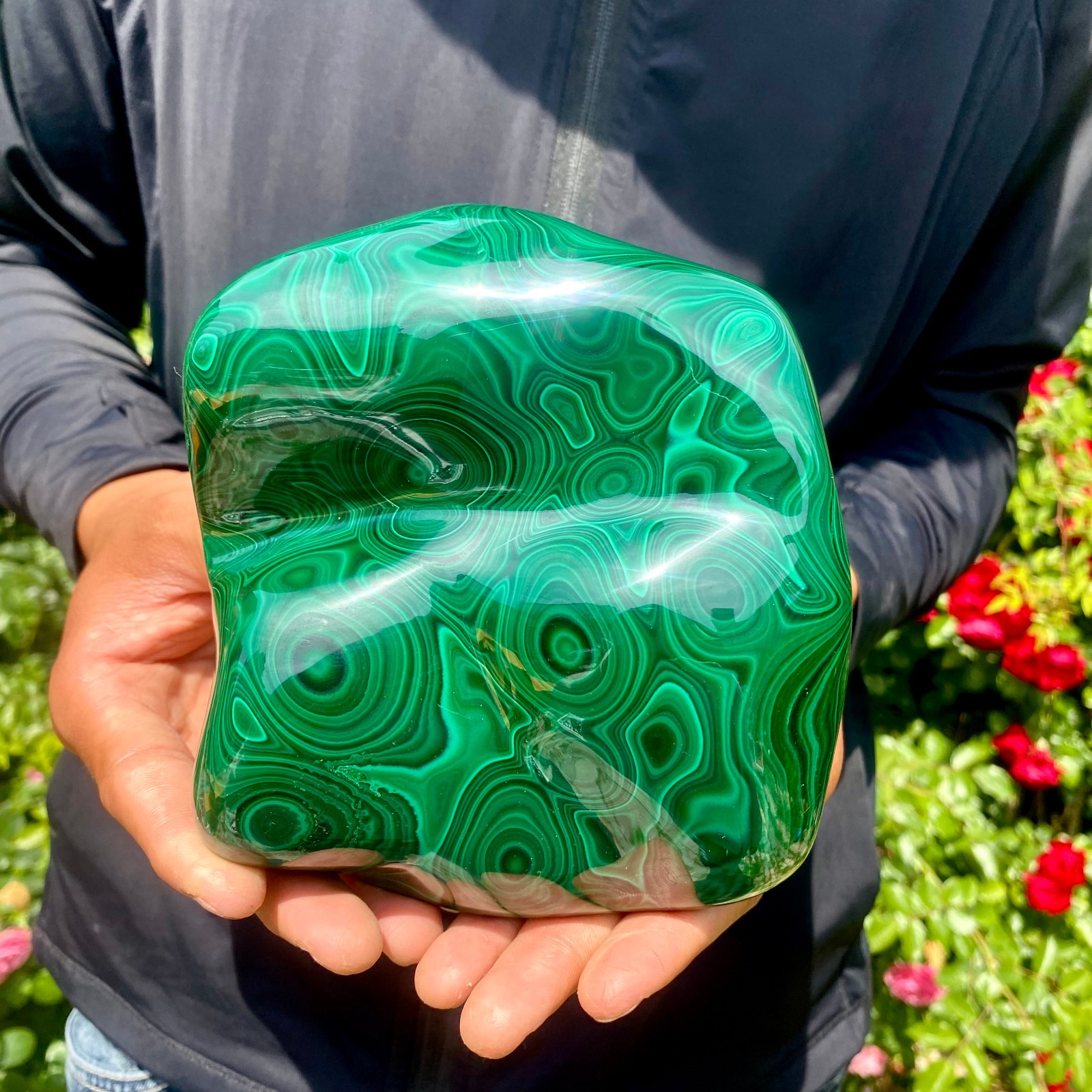 4.1LB Natural glossy Malachite egg transparent cluster rough mineral sample