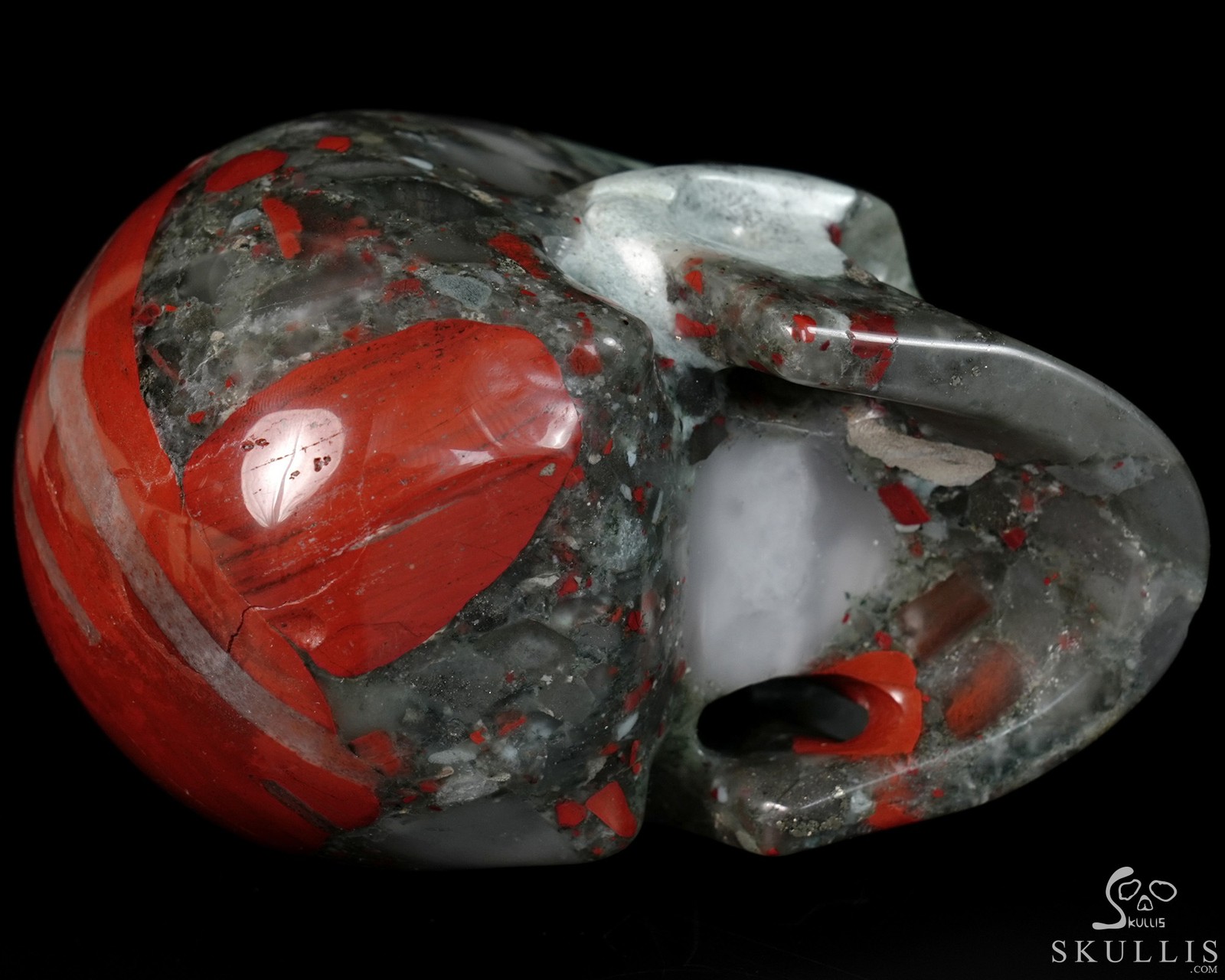 5.0″ African Bloodstone Hand Carved Crystal Skull, Realistic, Crystal Healing