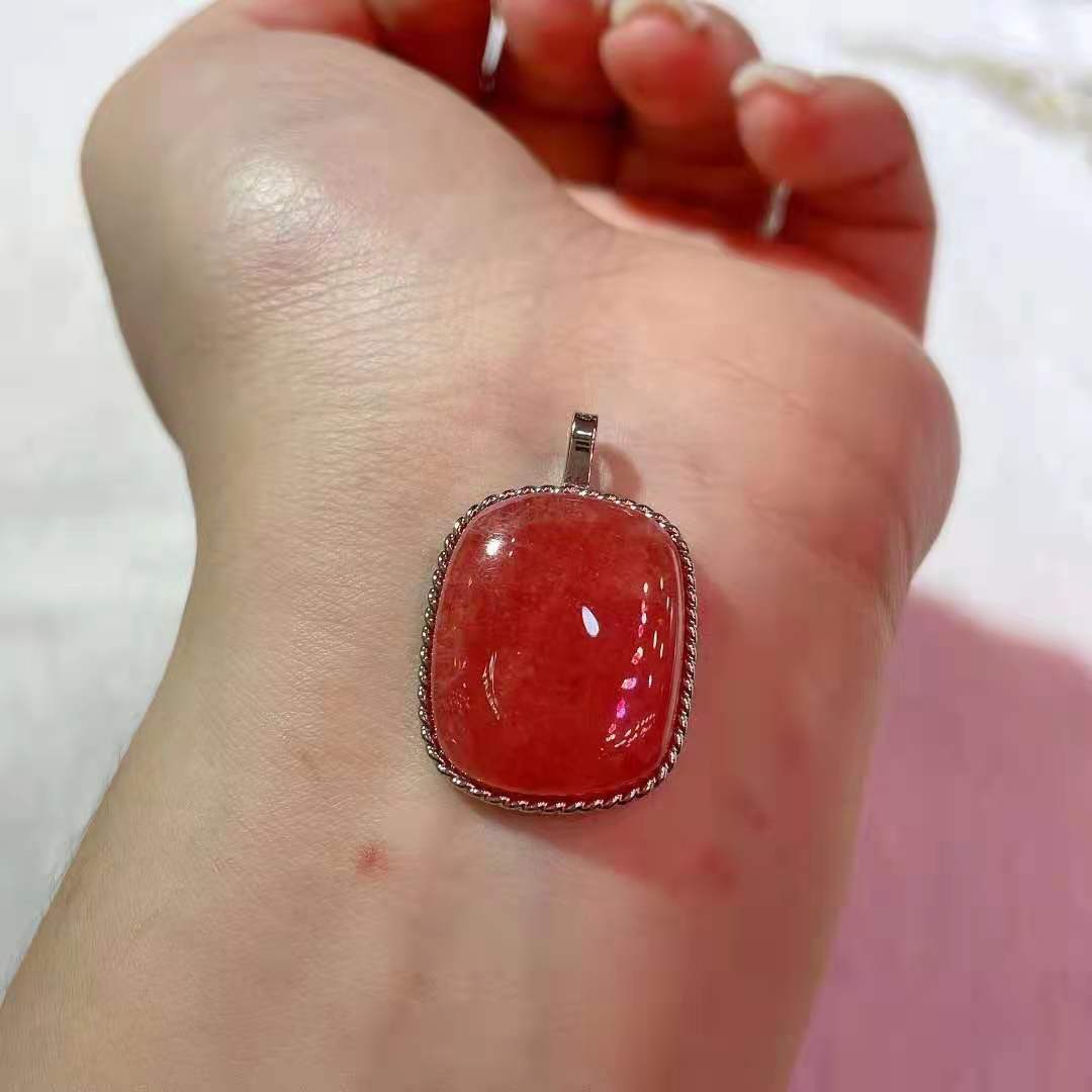 Natural Ice Rose Rhodochrosite Gemstone Pendant 925 AAAAA