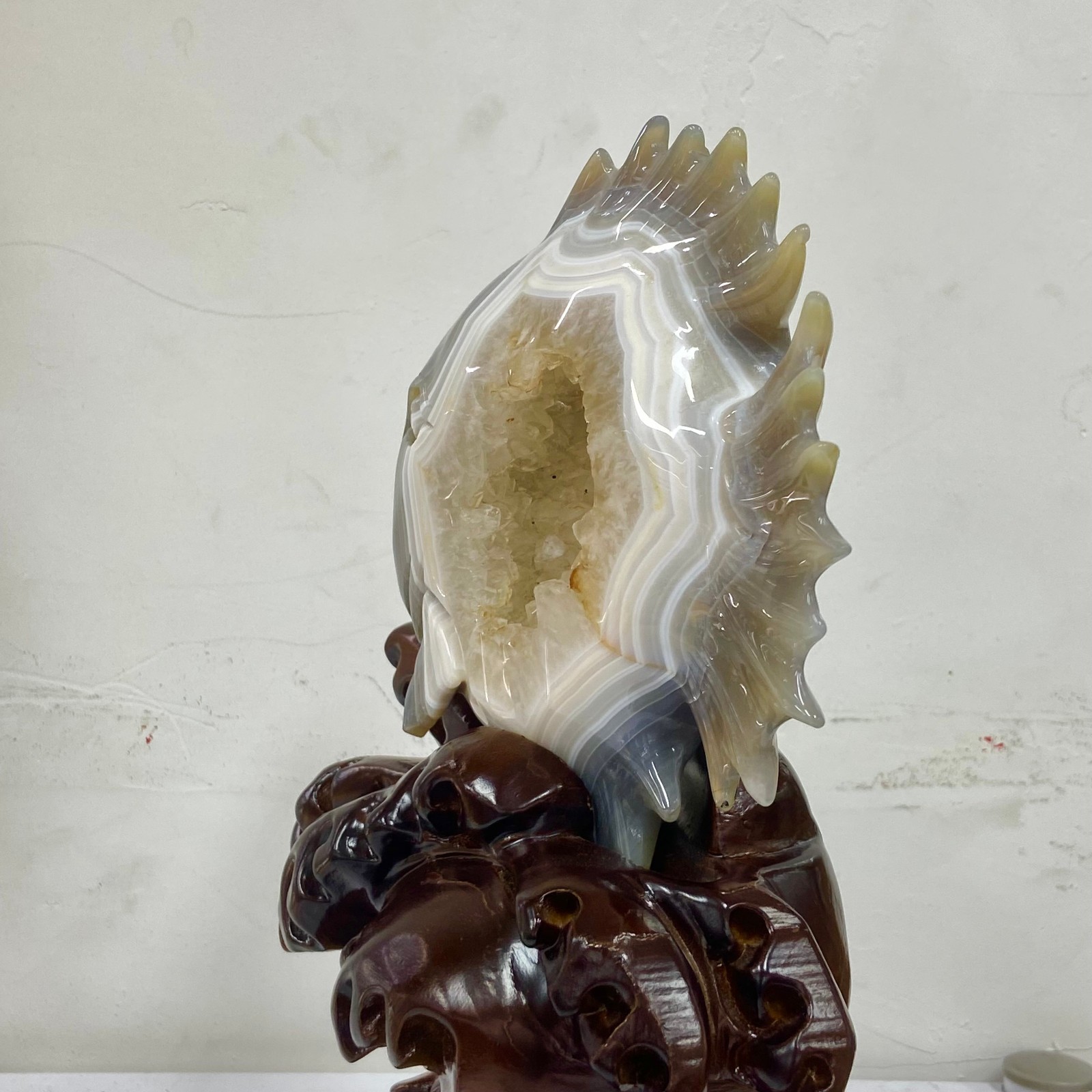 3.5LB Rare Natural Uruguay Amethyst Geode Quartz Crystal agate Carved Dragon