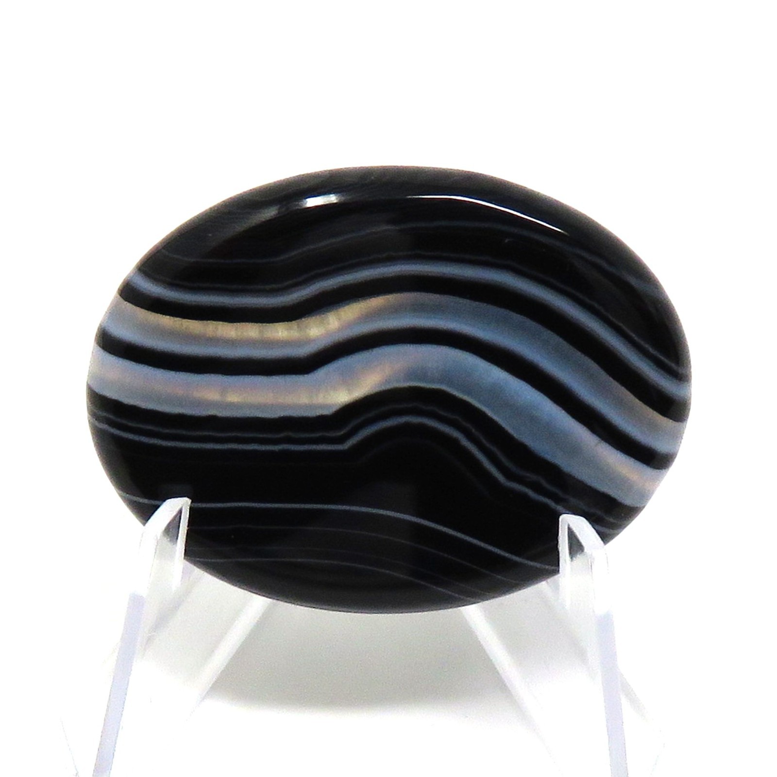 Black Agate Worry Stone #1387- 40mmX30mm or 1.5″x 1″ – 6mm Thick – Pocket Stone