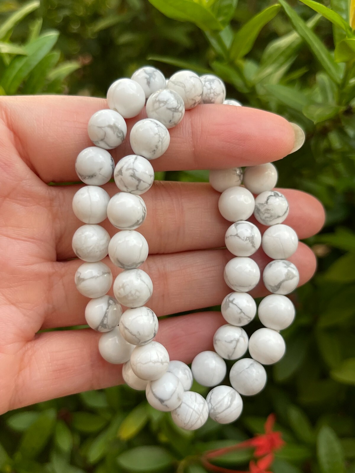 Grade A++ White Howlite Crystal Bead Bracelet 8mm, Genuine Gemstone Bracelet