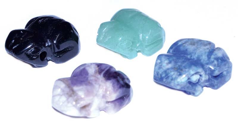 SET OF 12 Mixed Small Frog Crystal Stone Beads 15mm (Stones, Appearance Varies)