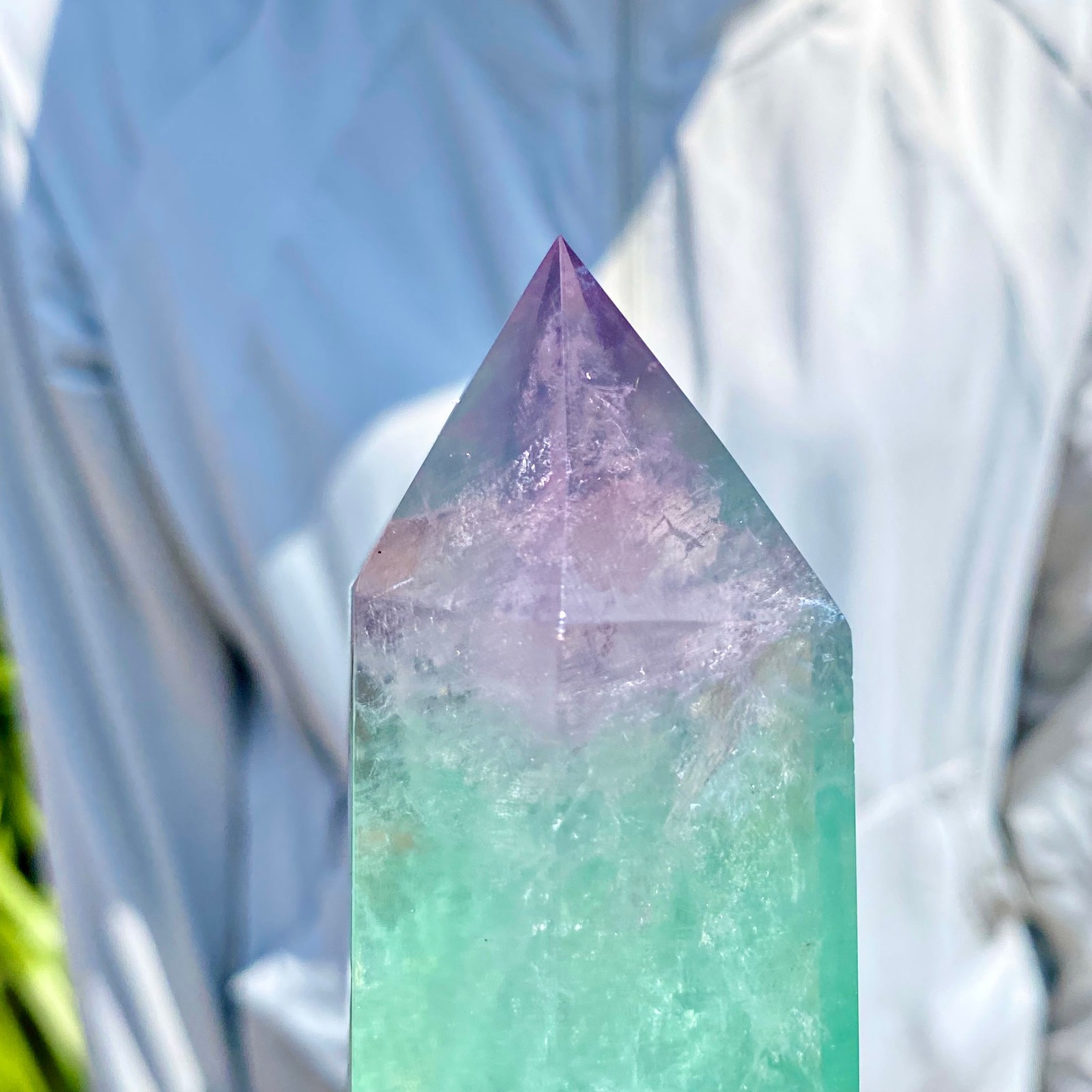 1.84LB Natural Fluorite Crystal Column Magic Wand Obelisk Point Earth Healing