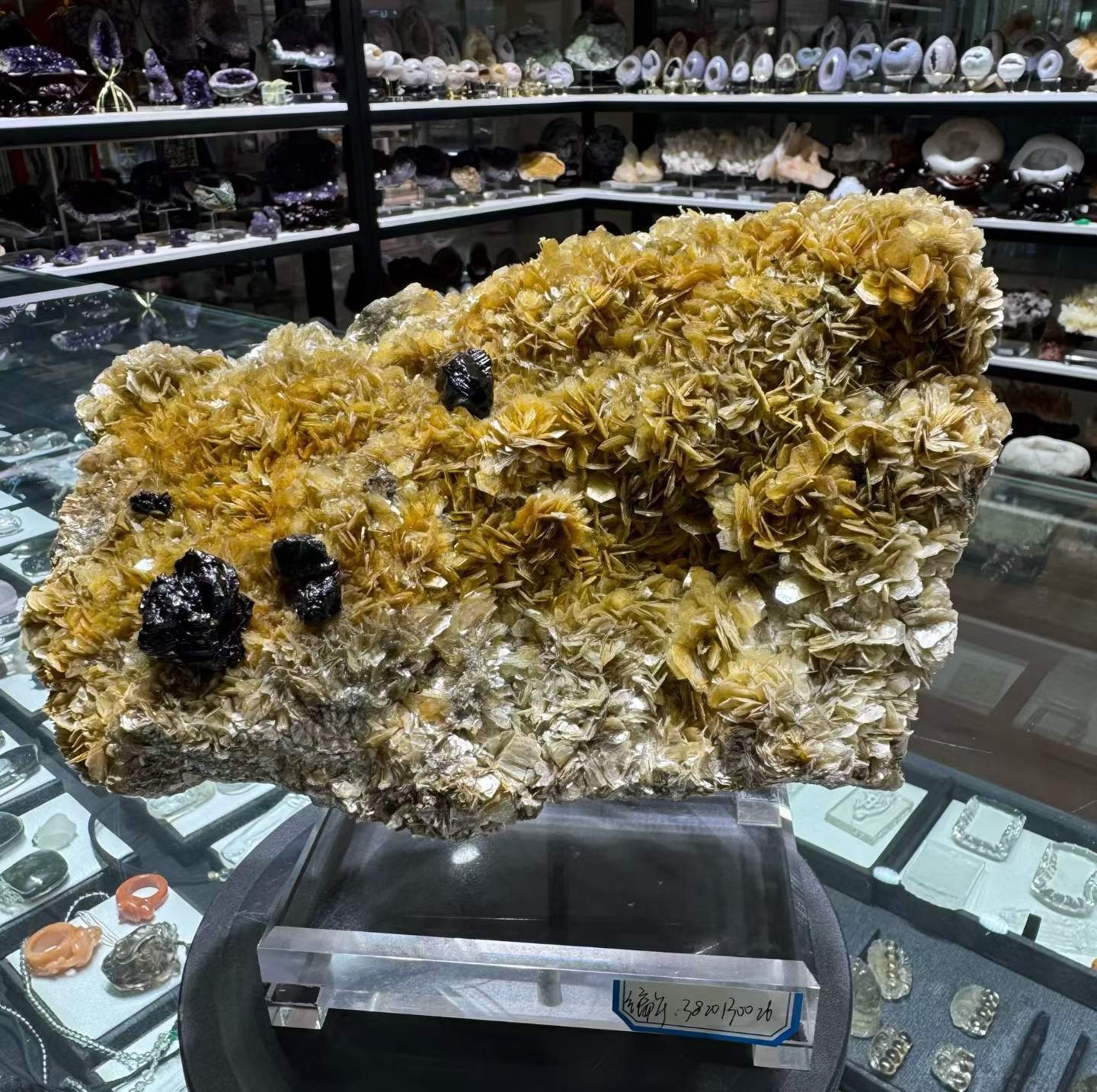 8.5LB TOP Natural Phlogopite Slice Crystal Cassiterite Ore Quartz Mineral +Stand