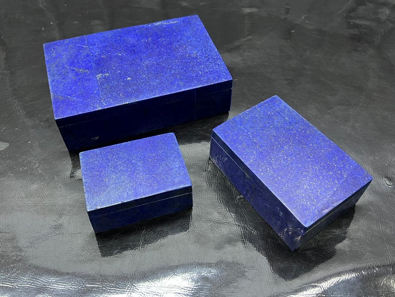 Natural lapis lazuli jewelry box set slightly coloured to enhance beauty