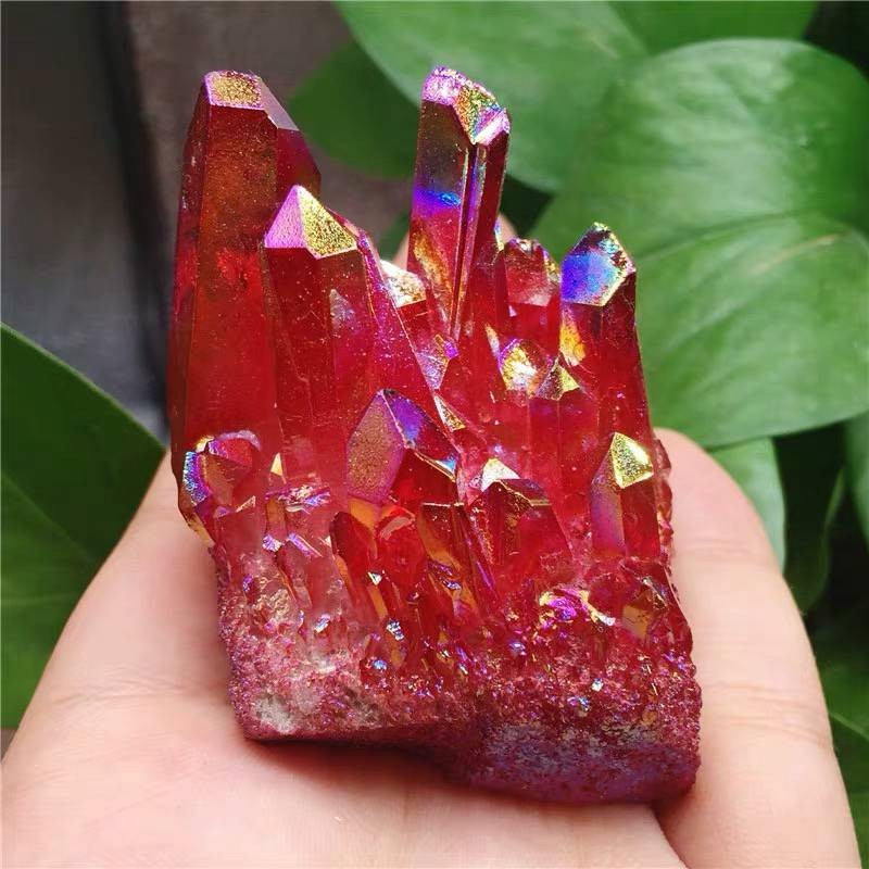 100g Natural Quartz Crystal Cluster Angel Aura Red Titanium Gemstone Healing US