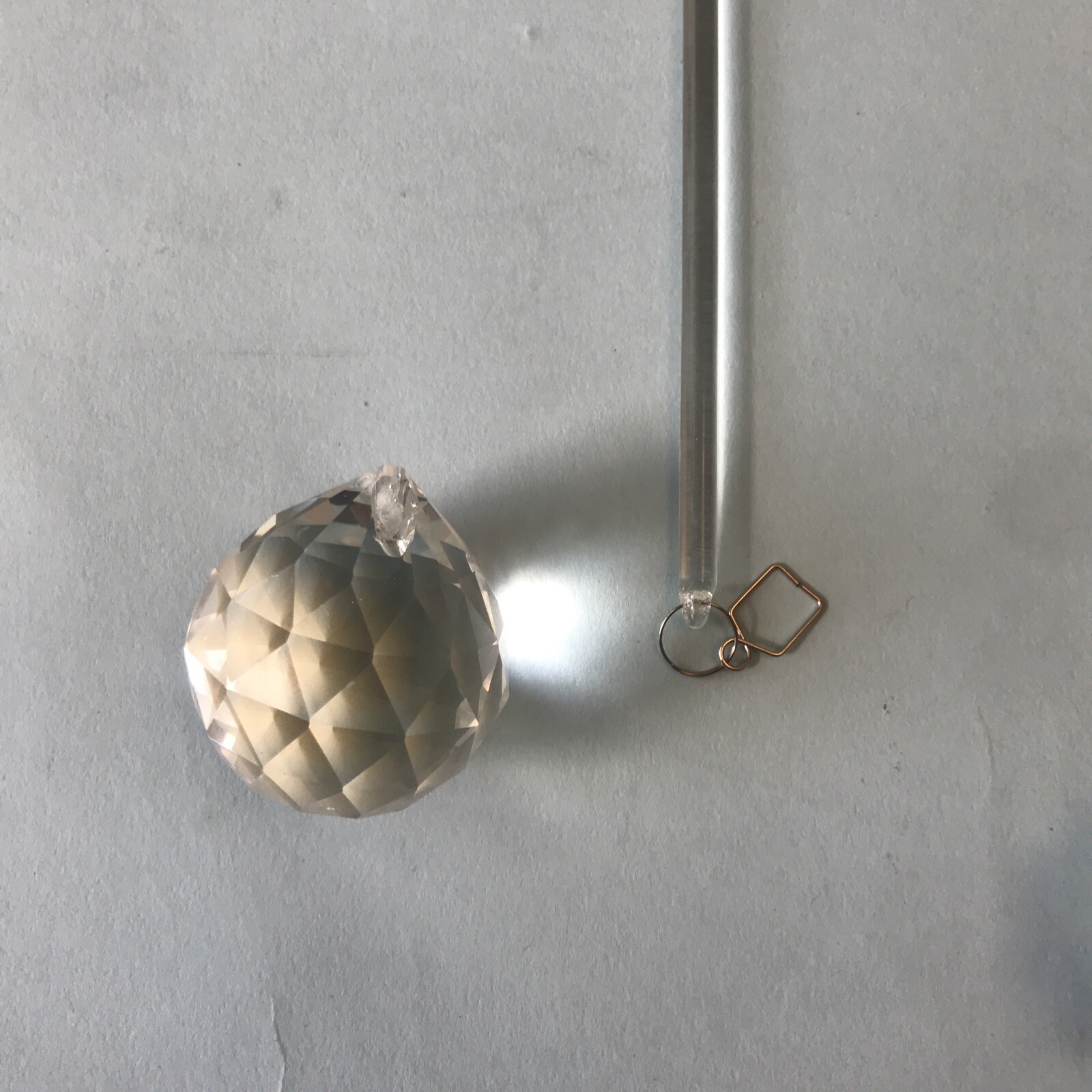 FENG SHUI HANGING CRYSTAL BALL Clear Faceted Sphere Sun Catcher W/ Pendant