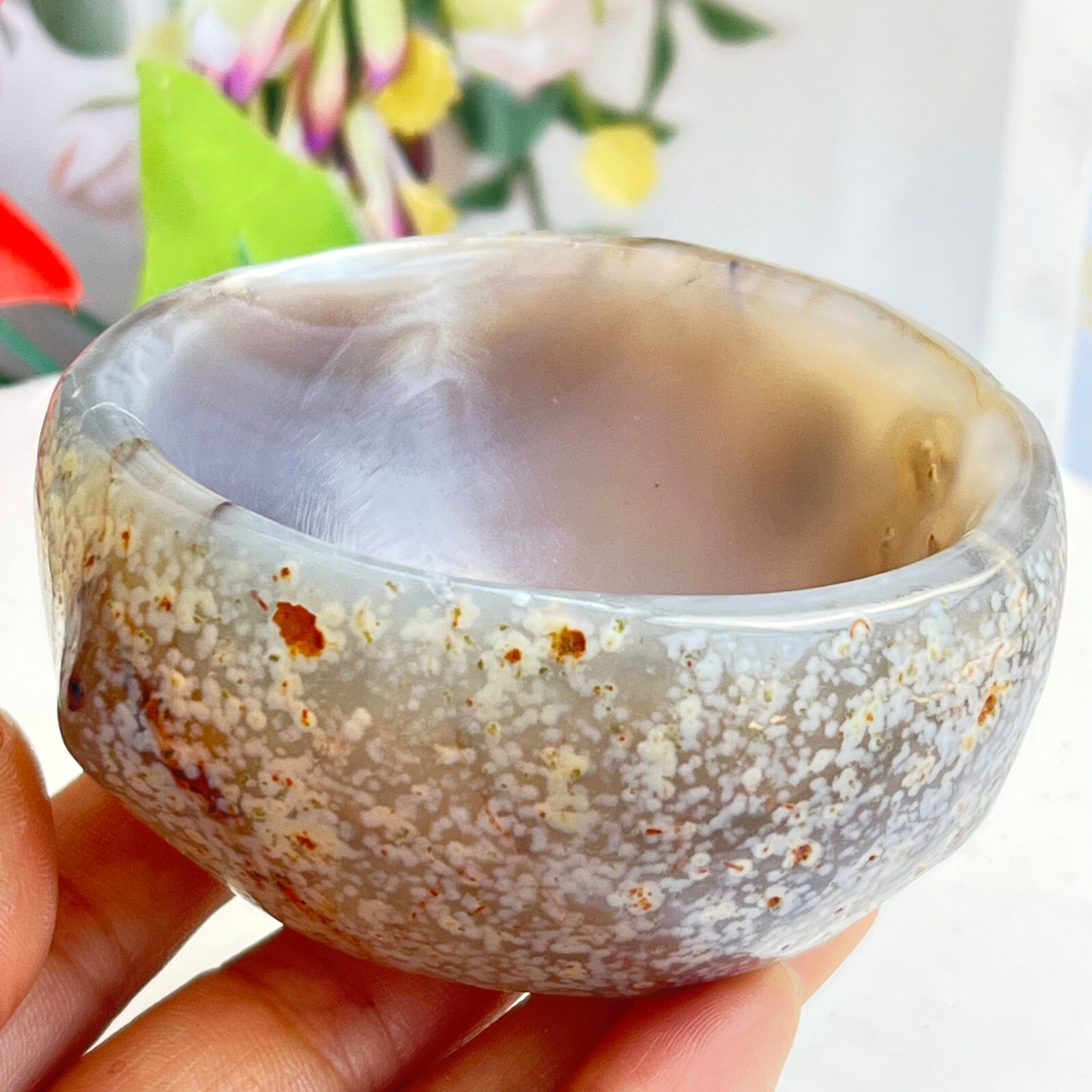261 TOP Rare Natural Agate ashtray Polished Coin Dish Madagascar MD7