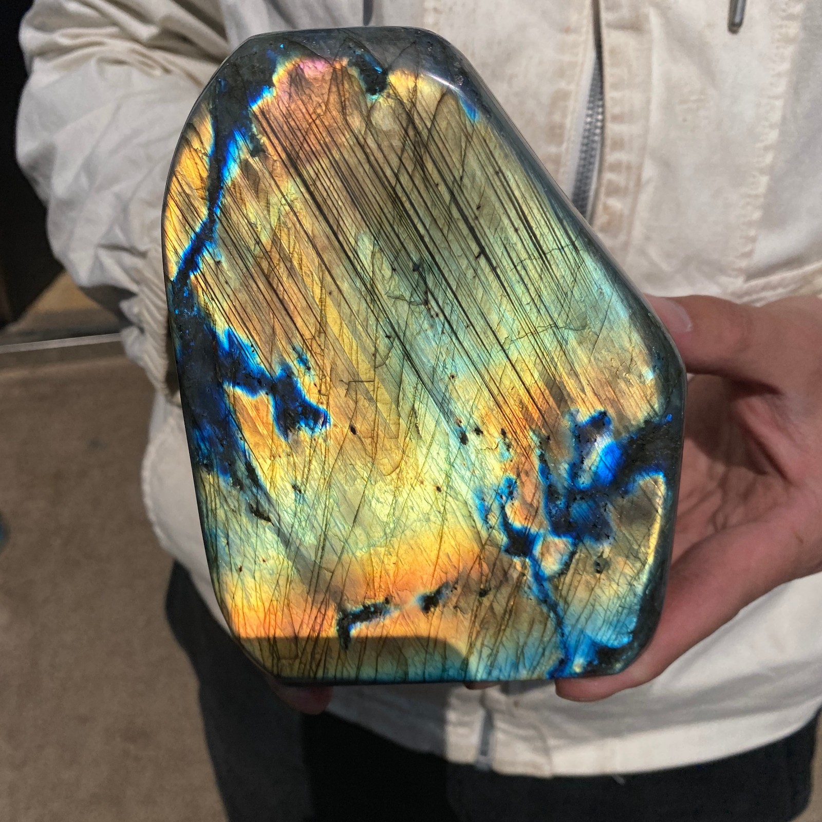 4.9lb Natural Gorgeous Labradorite Quartz Crystal Stone Specimen Healing