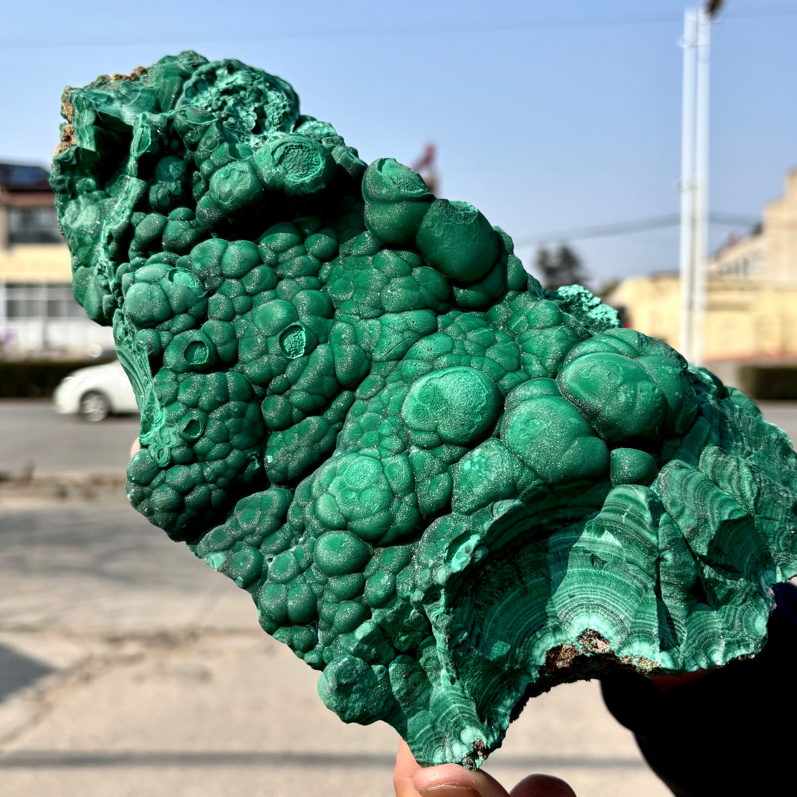 10LB natural glossy Malachite cat eye transparent cluster rough mineral sample