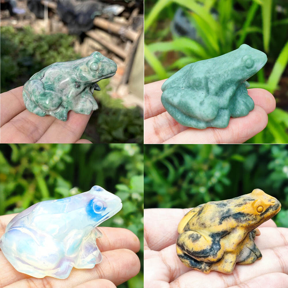 1PC Natural Crystal Quartz Hand Carved Exquisite Frog Crystal Reiki Healing 50g