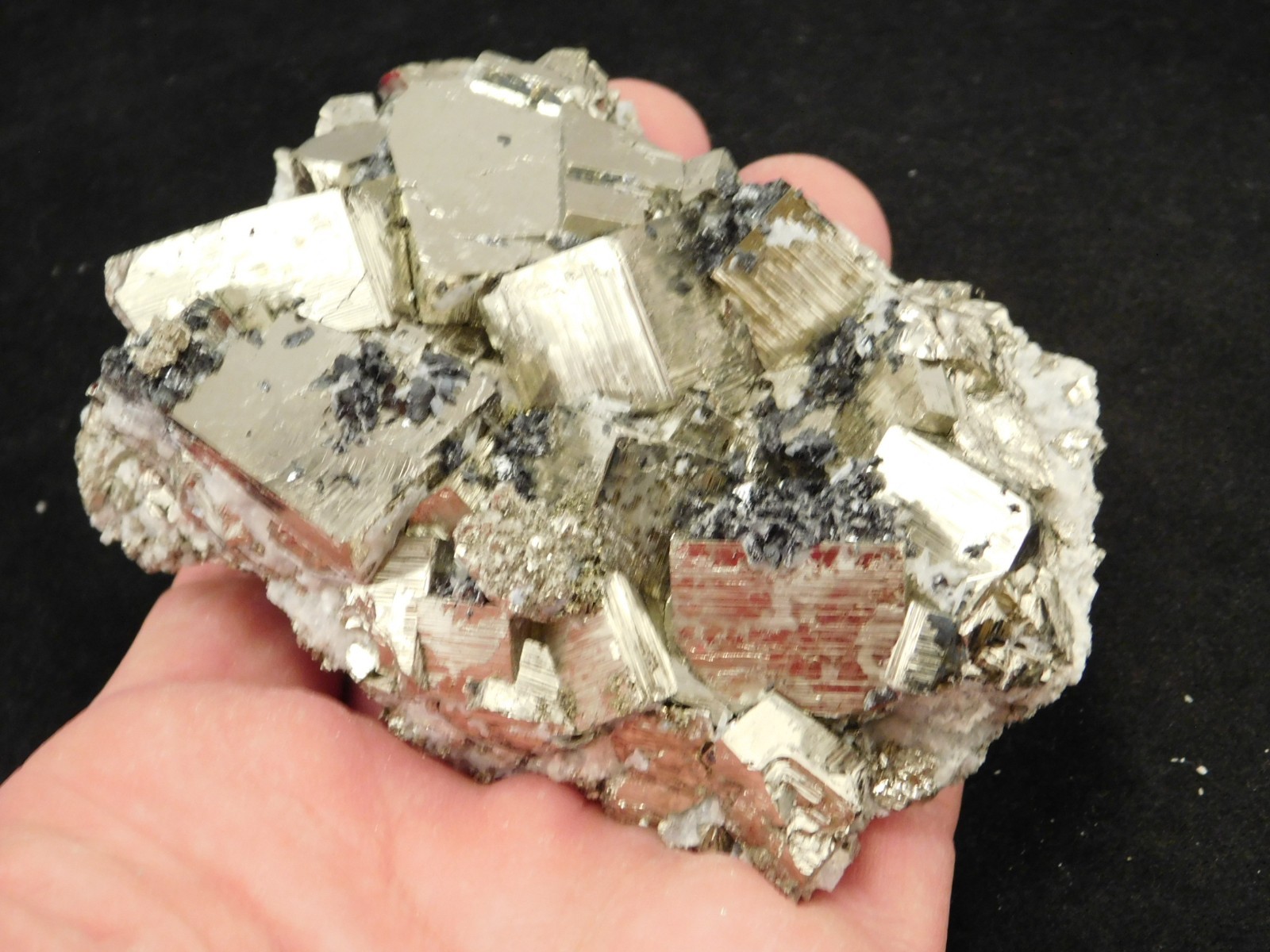Big! PYRITE Crystal CUBE Cluster with Sphalerite Peru 468gr