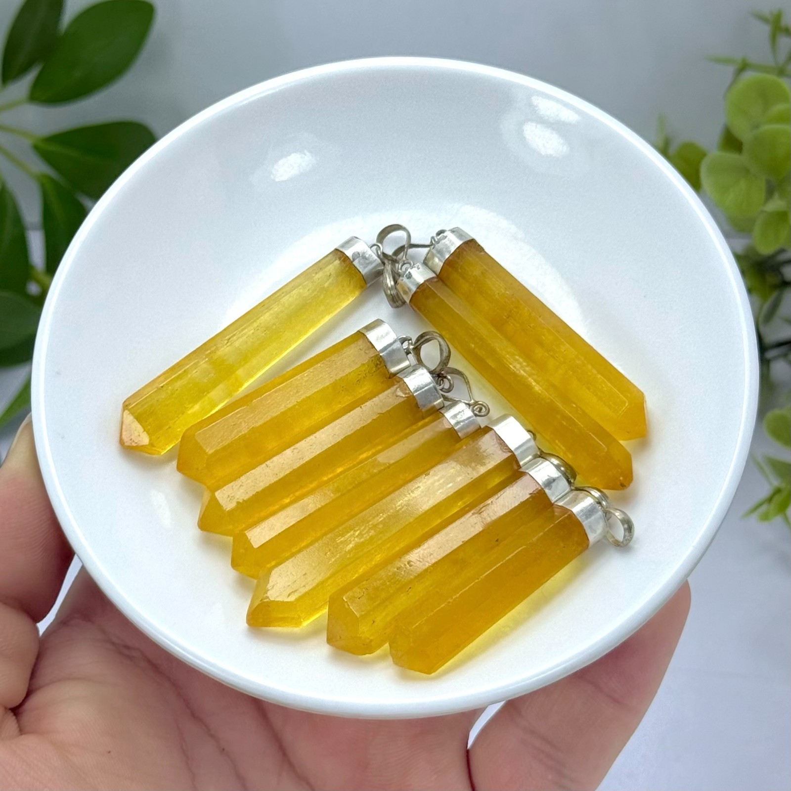 9 Pcs High Quality Polished Orange Calcite Crystal Pendants, Orange Calcite Pend