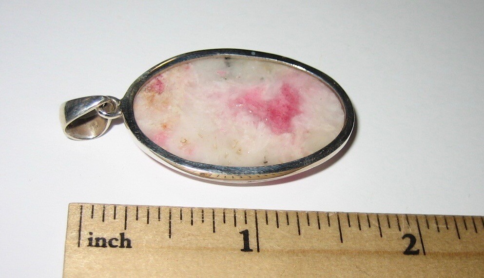 34x23mm RARE! POLISHED NATURAL TUGTUPITE STONE MINERAL SILVER PENDANT ~ 10.1g *A