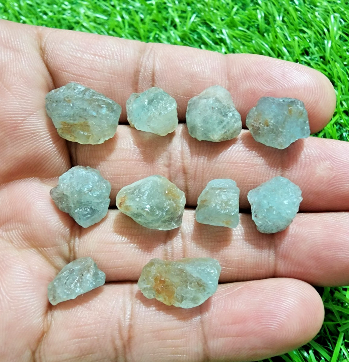 10Pcs Awesome Blue Aquamarine Gemstone Rough Lot 10-17mm Aquamarine Raw Stones