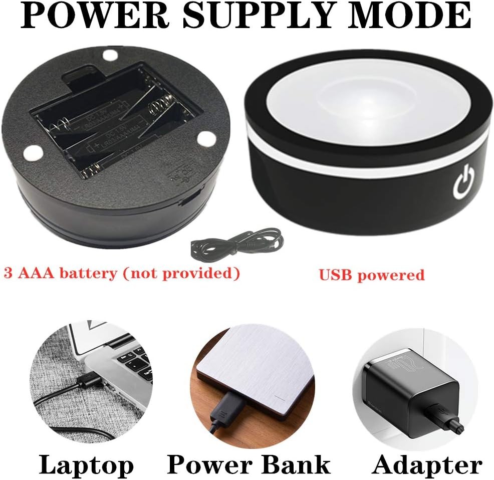 EUSTUMA LED Light Base Non-Slip Round Display Stand for Concave base, Black