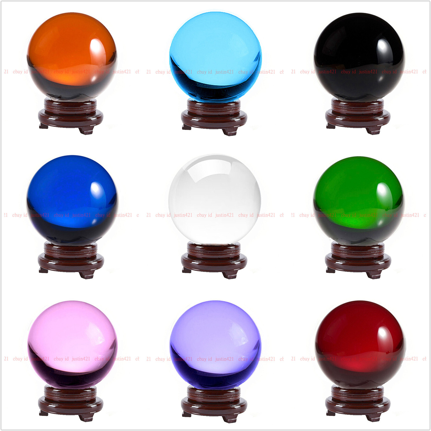 Fashion Crystal Meditation Divination Sphere Crystal Ball with Wood Stand