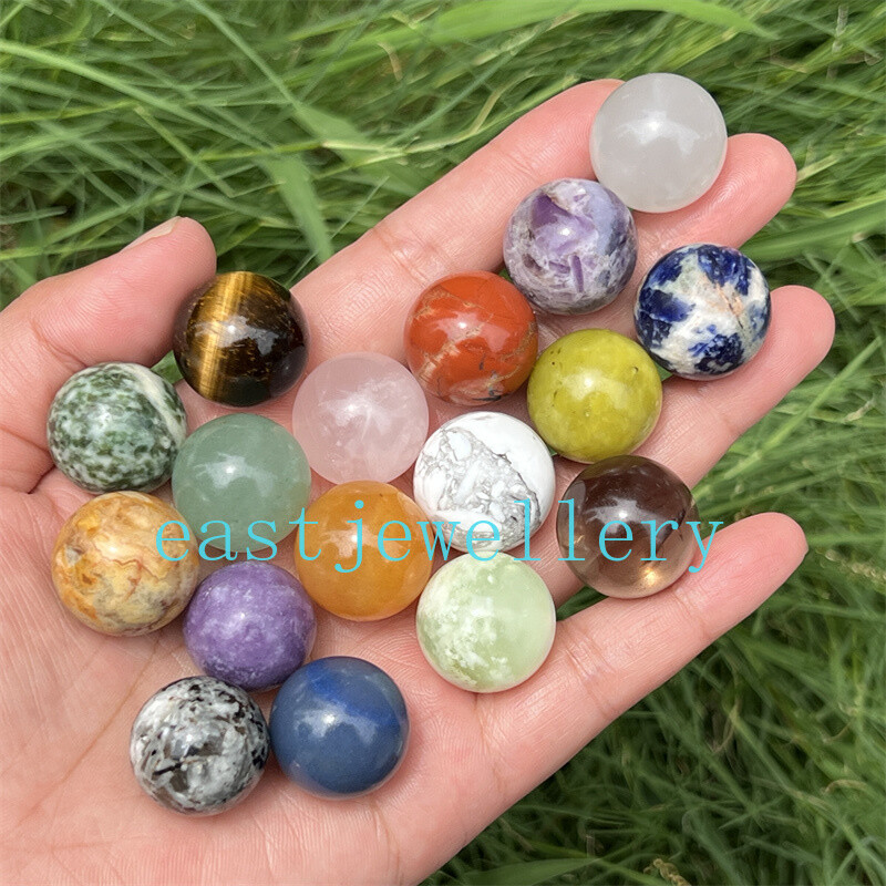 10pcs Natural Mixed Sphere Quartz Crystal Carved Ball Reiki Healing Gem 18mm+