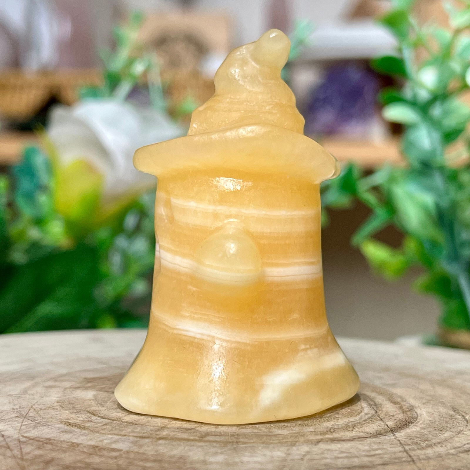 70G Natural yellow calcite Ghost hand carving crystal quartz reiki gift