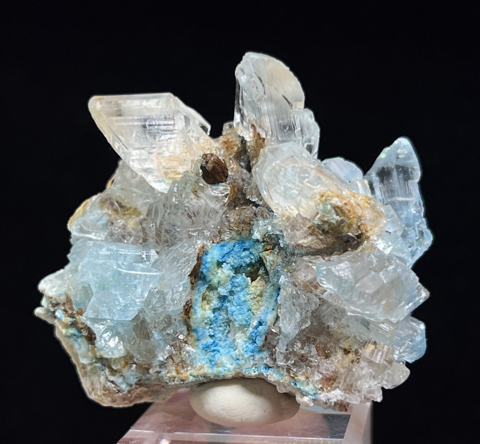 48mm Clear Selenite with Blue Chalcoalum, Natural Mineral Specimen