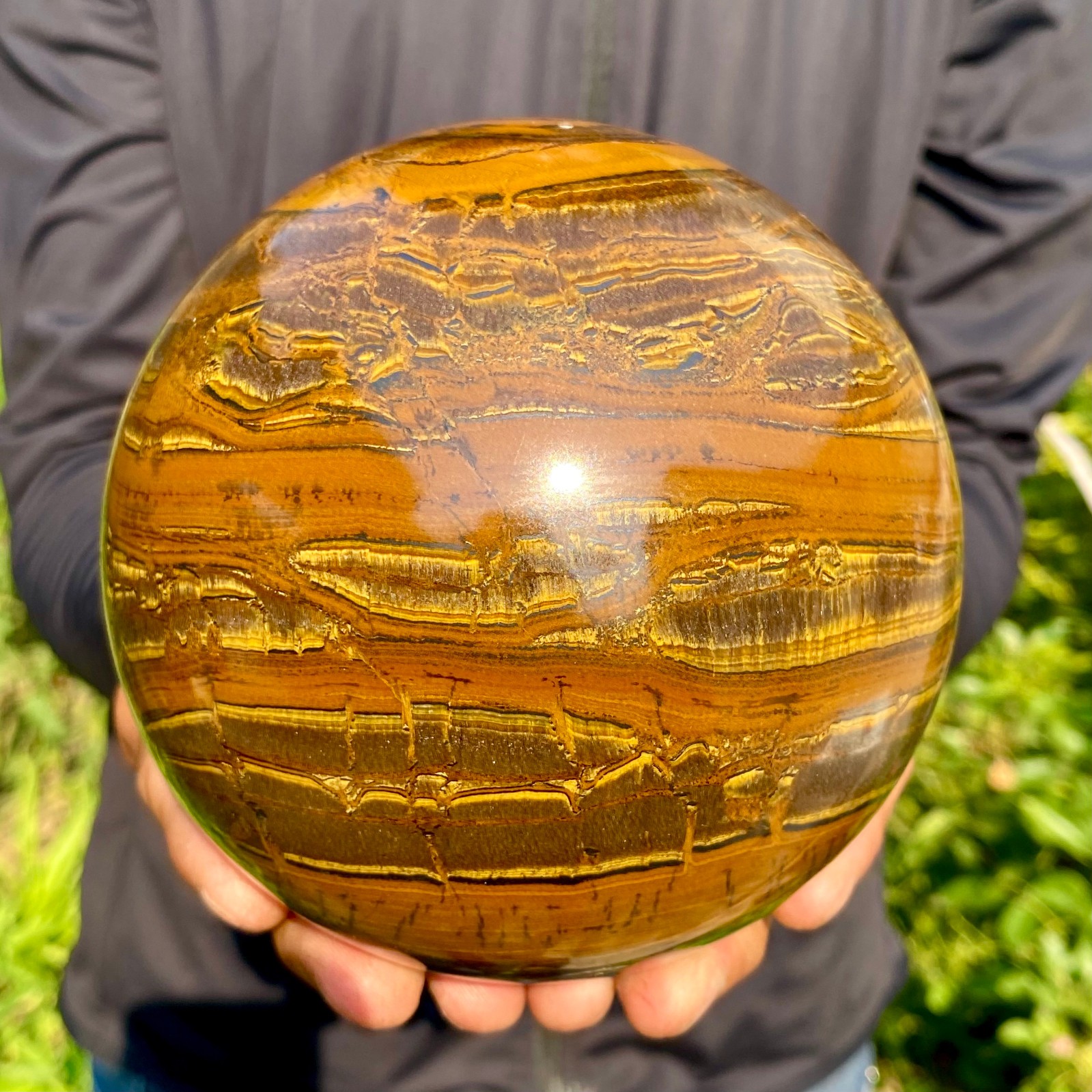 5.95LB Large Natural Tiger Eye Stone Crystal Ball Quartz Healing Sphere Décor