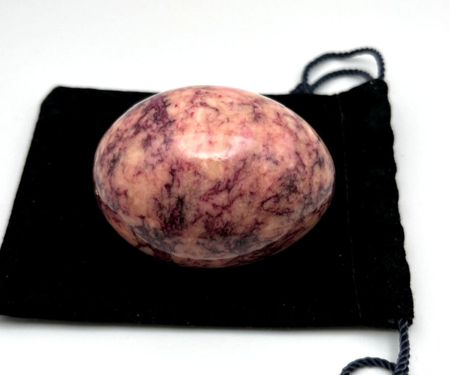 2 Natural Solid Veined Crystal Egg Polished Gemstone 222g Pink Red Purple Gray