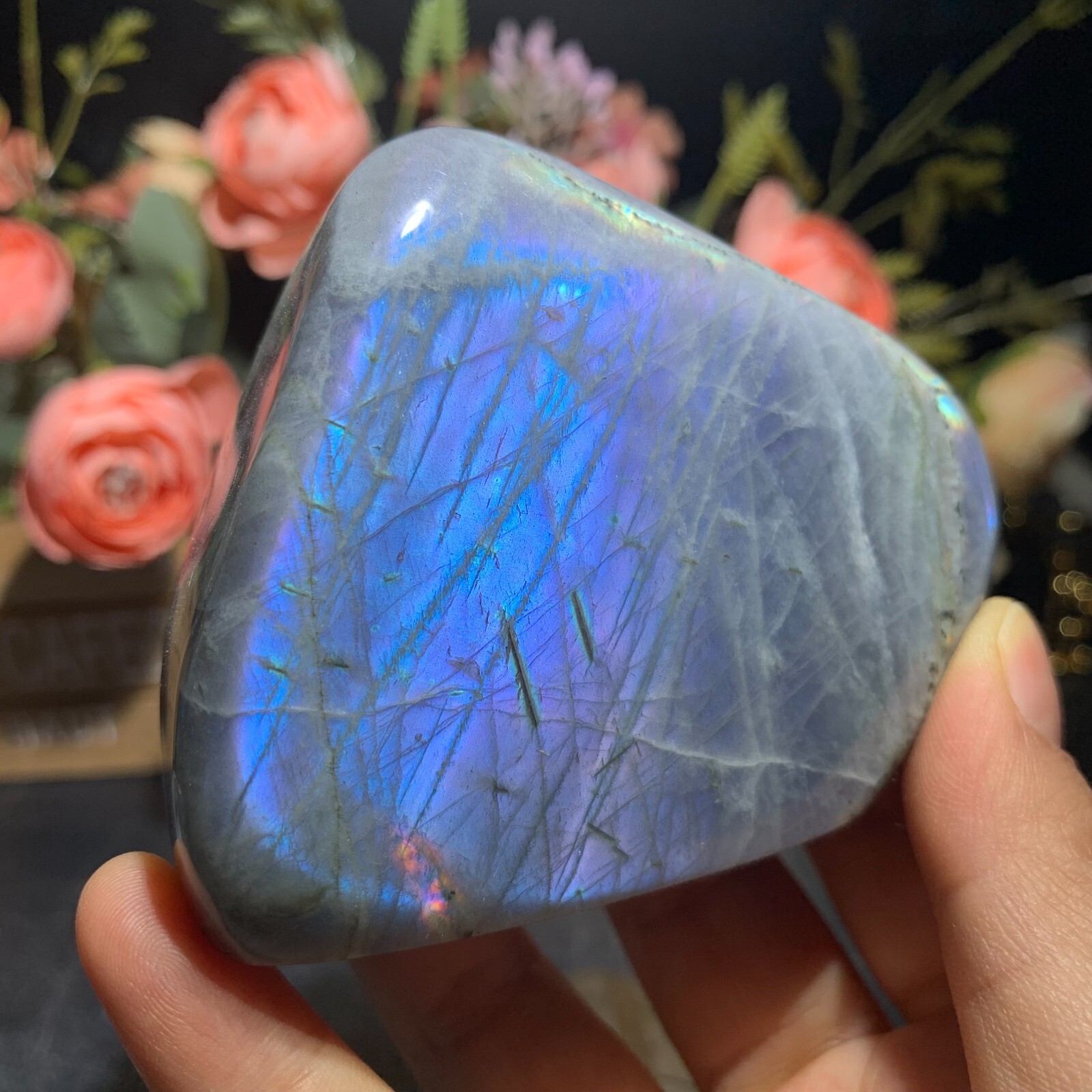 290g Natural Purple Labradorite Free Form Ornament Crystal Quartz Reiki 62mm