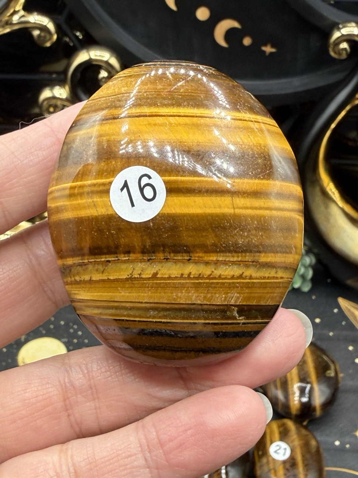 Natural Yellow Tigers Eye Palmstones Free shipping